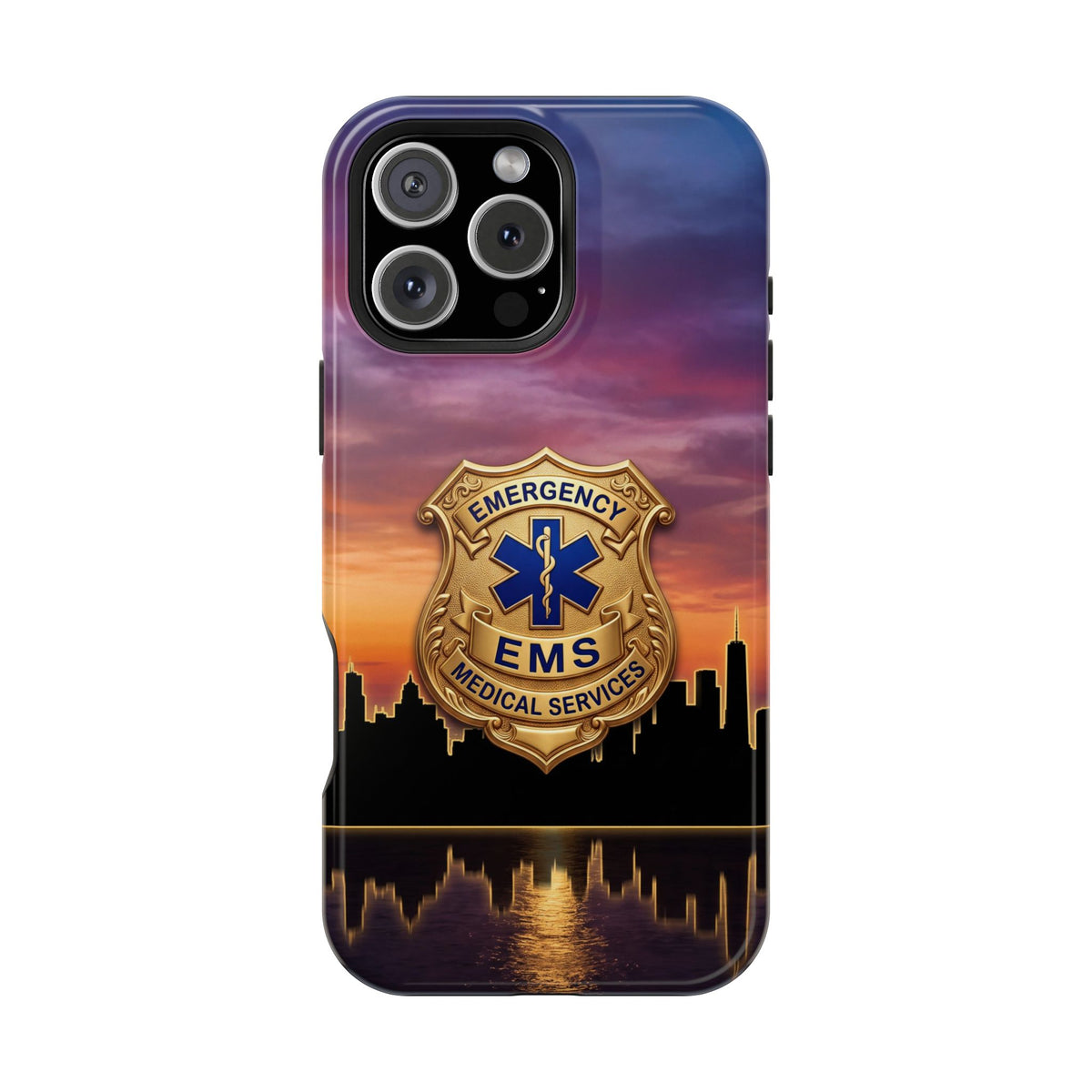 EMS Badge Sunset Skyline Phone Case — Magnetic Wireless Charging Cover