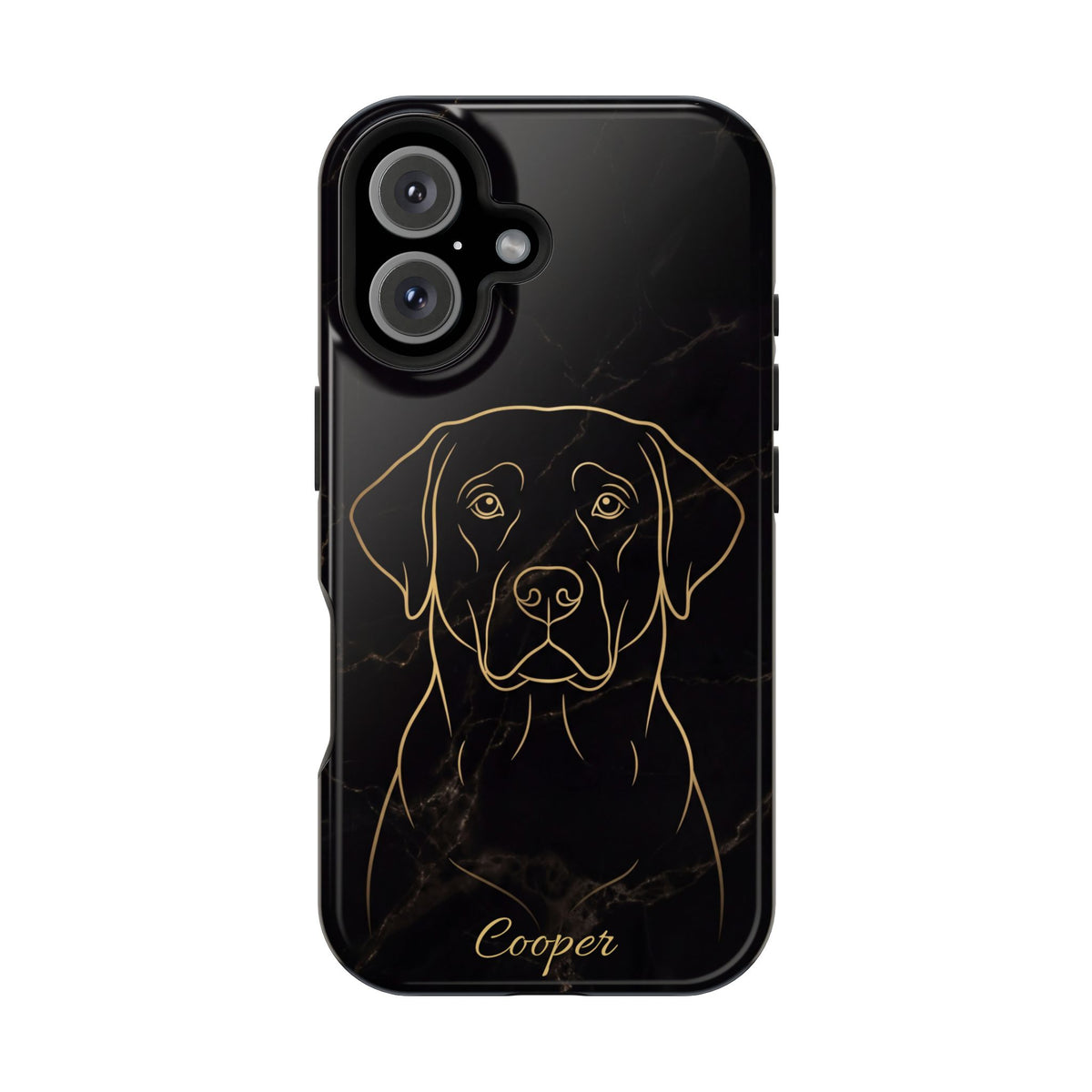 Personalized Gold Line Art Labrador Phone Case — Tough Magnetic Case with Wireless Charging