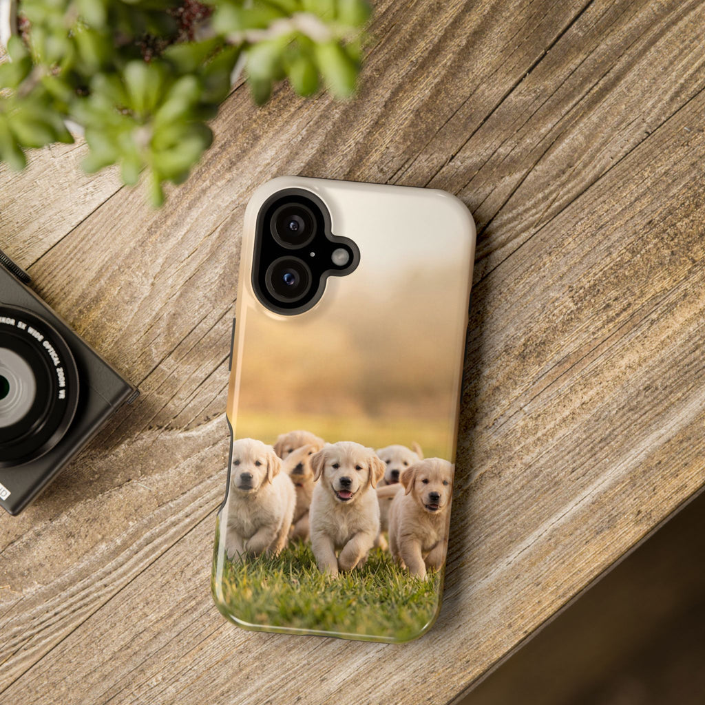 Golden Retriever Puppies Phone Case — Impact-Resistant Wireless Charging Cover