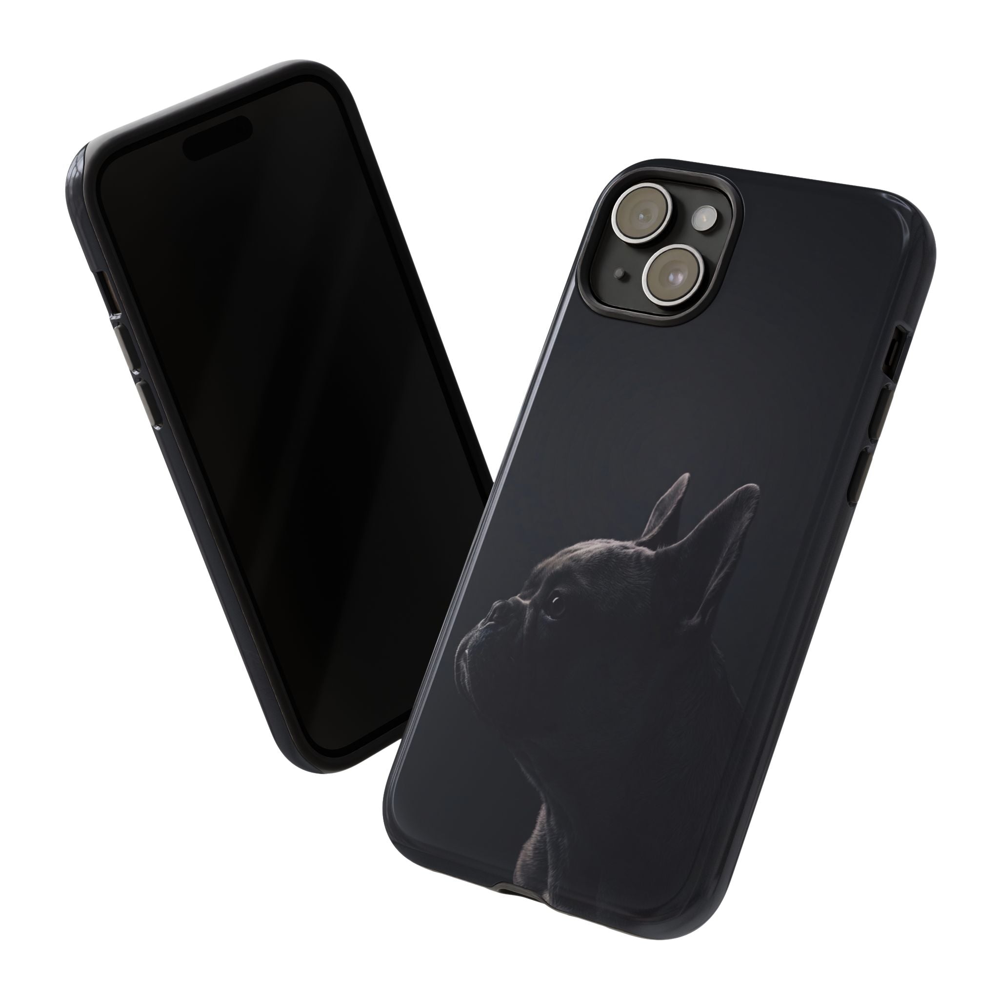Silhouette French Bulldog Phone Case | Minimalist Black-on-Black Frenchie Profile | iPhone & Samsung