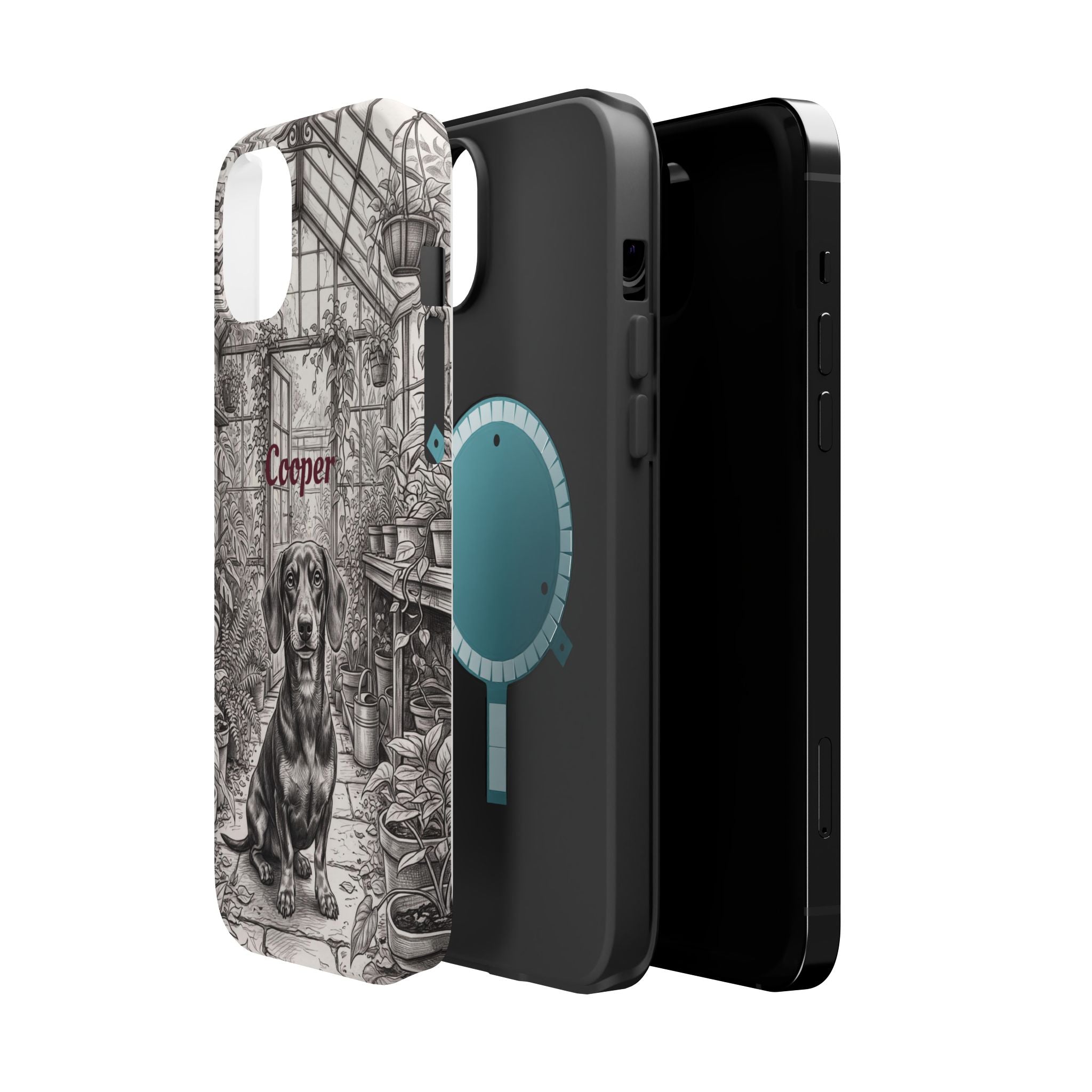 Personalized Dachshund Vintage Greenhouse Phone Case — Wireless Charging Cover