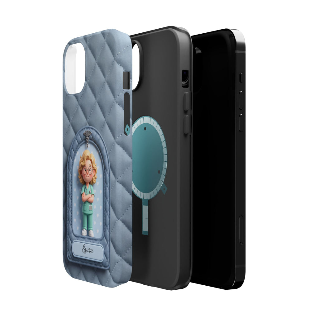 Personalized Quilted Nurse Phone Case — Wireless Charging Cover