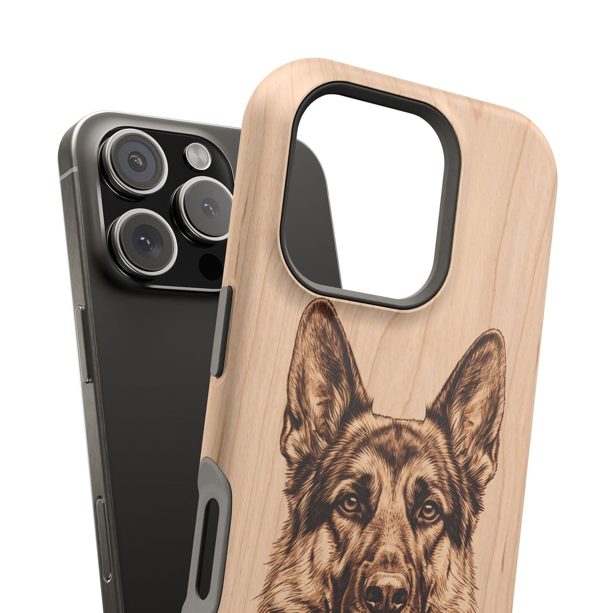 German Shepherd Phone Case | Pyrography Art — Tough Magnetic Case with Wireless Charging