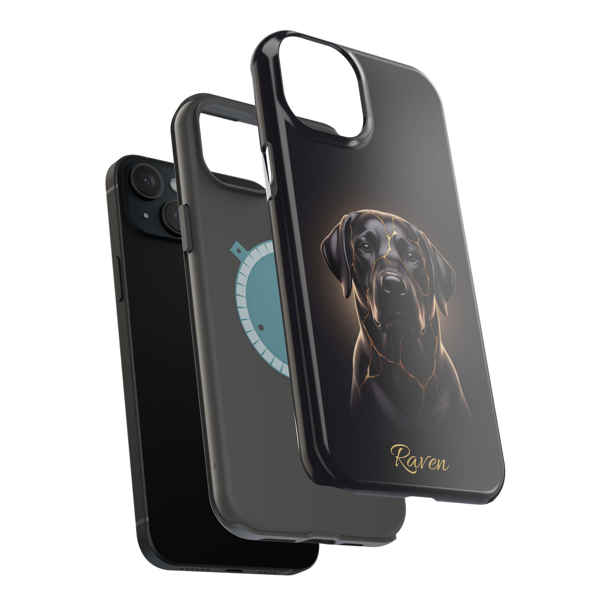 Personalized Obsidian Kintsugi Labrador Phone Case — Tough Magnetic Case with Wireless Charging