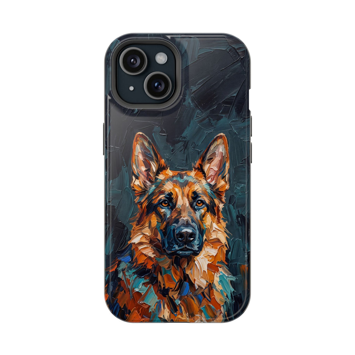 German Shepherd Phone Case | Palette Knife Painting Art — Tough Magnetic Case with Wireless Charging