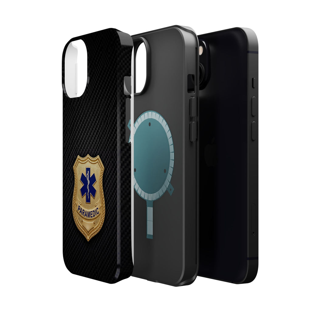 Gold Paramedic Badge Black Phone Case — Magnetic Wireless Charging Cover