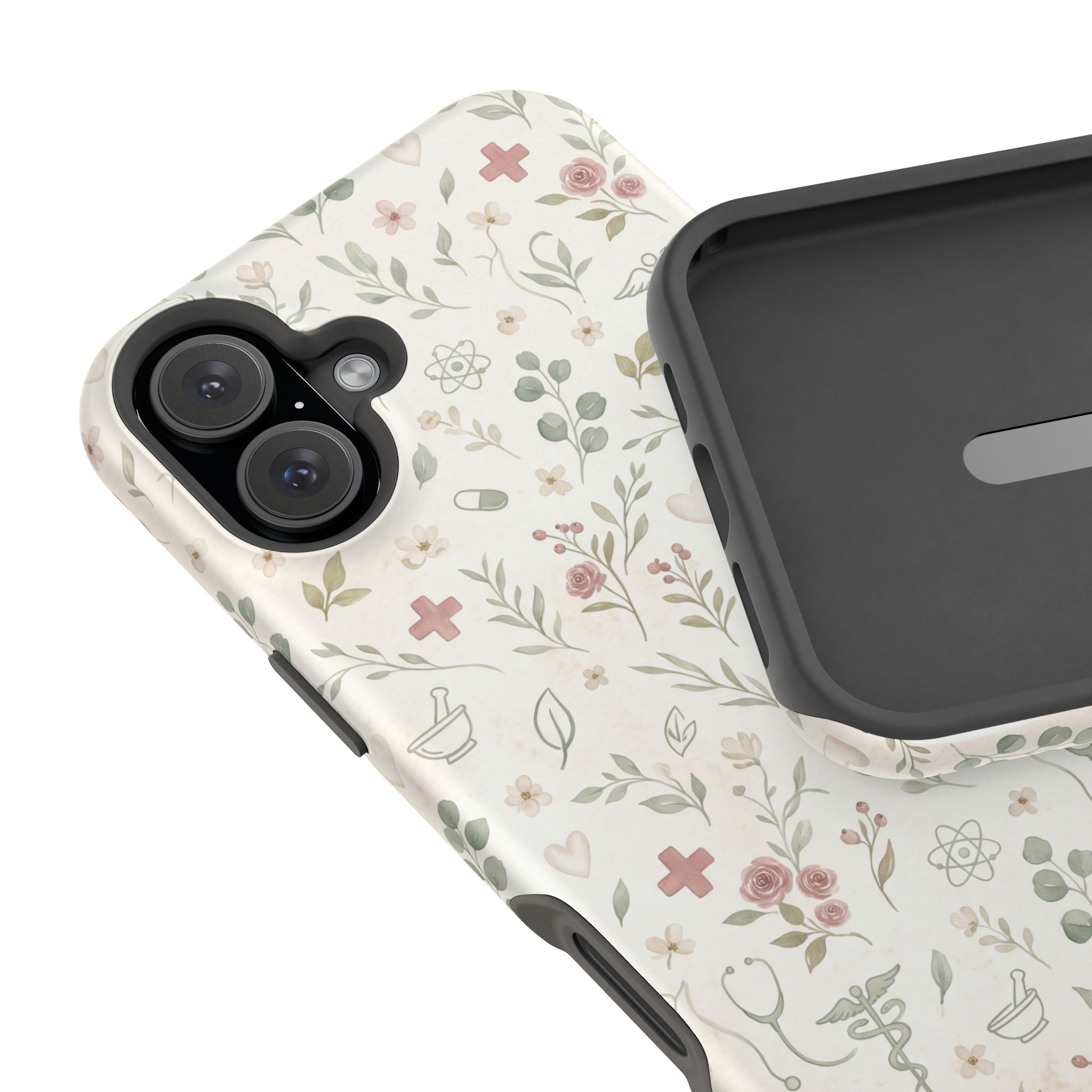 Floral Nurse Phone Case — Impact-Resistant Wireless Charging Cover