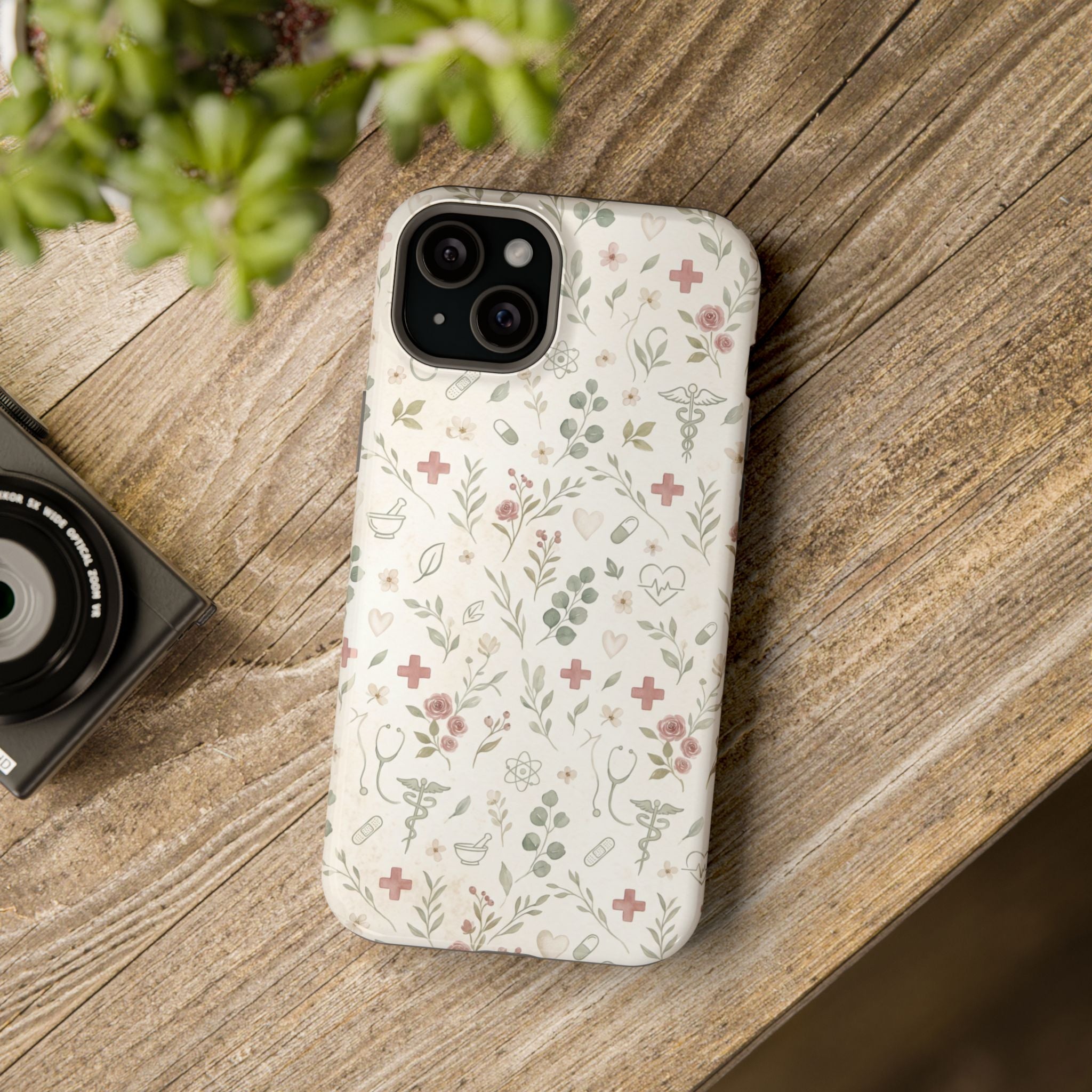 Floral Nurse Phone Case — Impact-Resistant Wireless Charging Cover