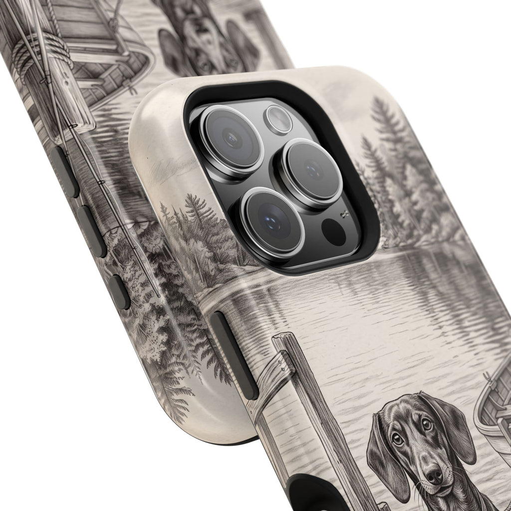 Personalized Dachshund Sunset Beach Phone Case — Wireless Charging Cover