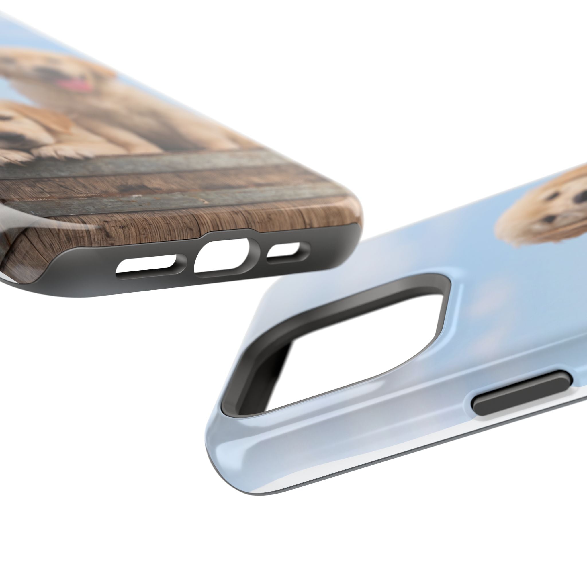 Golden Retriever Puppy Duo Phone Case — Impact-Resistant Wireless Charging Cover