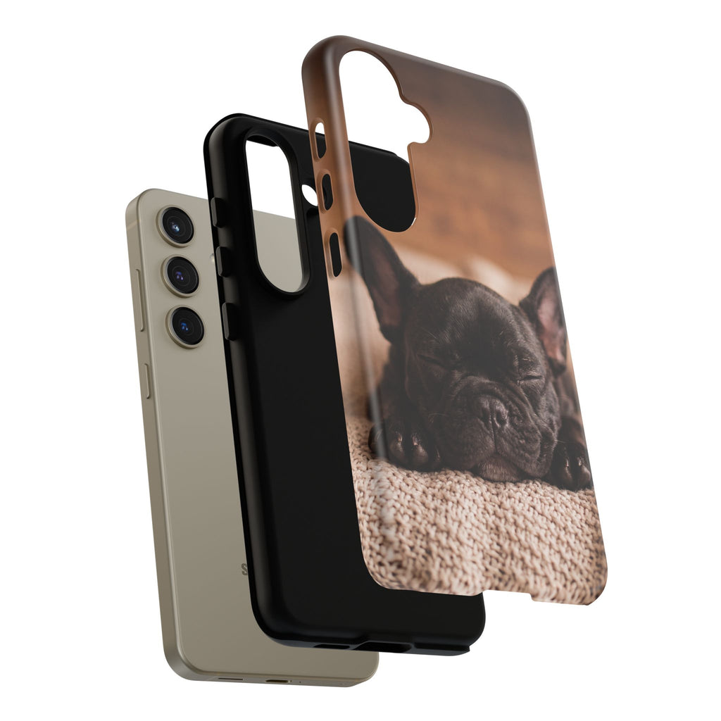 Sleeping French Bulldog Phone Case | Cozy Frenchie Resting on Blanket | iPhone & Samsung