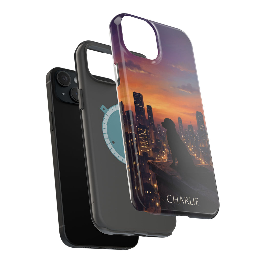Personalized Golden Retriever City Skyline Phone Case — Wireless Charging Cover