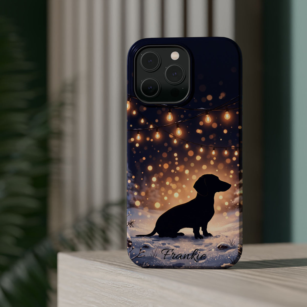 Personalized Dachshund Golden Sparks Phone Case — Wireless Charging Cover