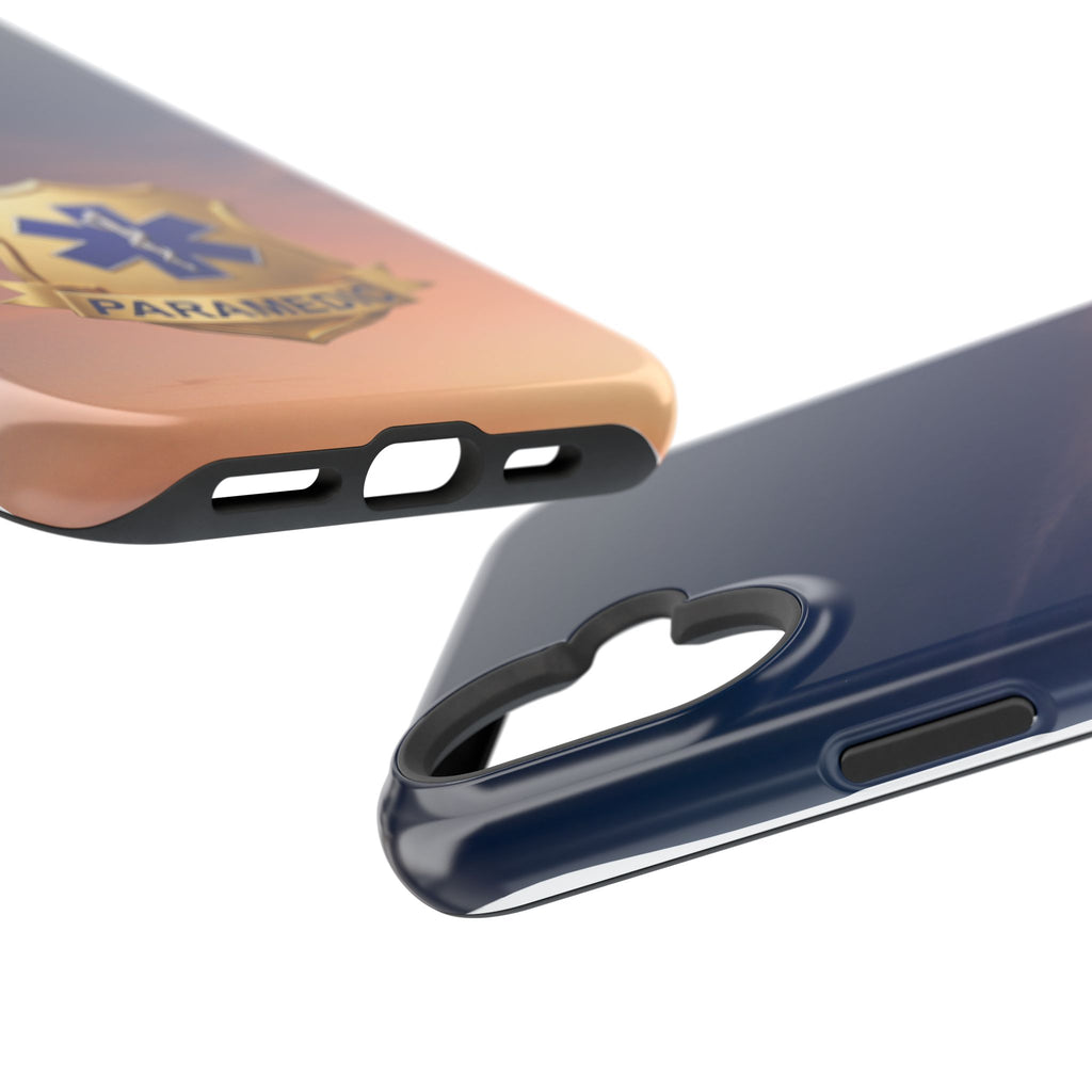 Gold Paramedic Badge Sunset Sky Phone Case — Magnetic Wireless Charging Cover