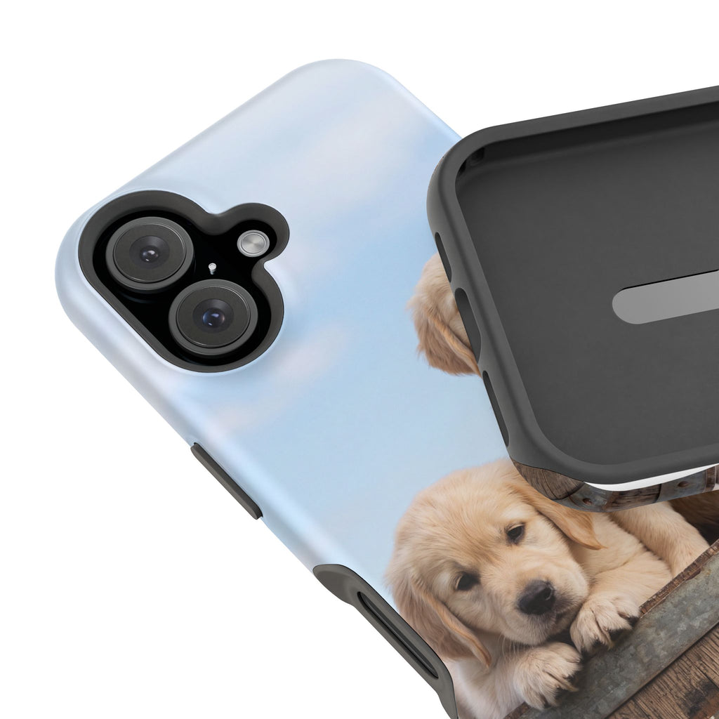 Golden Retriever Puppy Duo Phone Case — Impact-Resistant Wireless Charging Cover