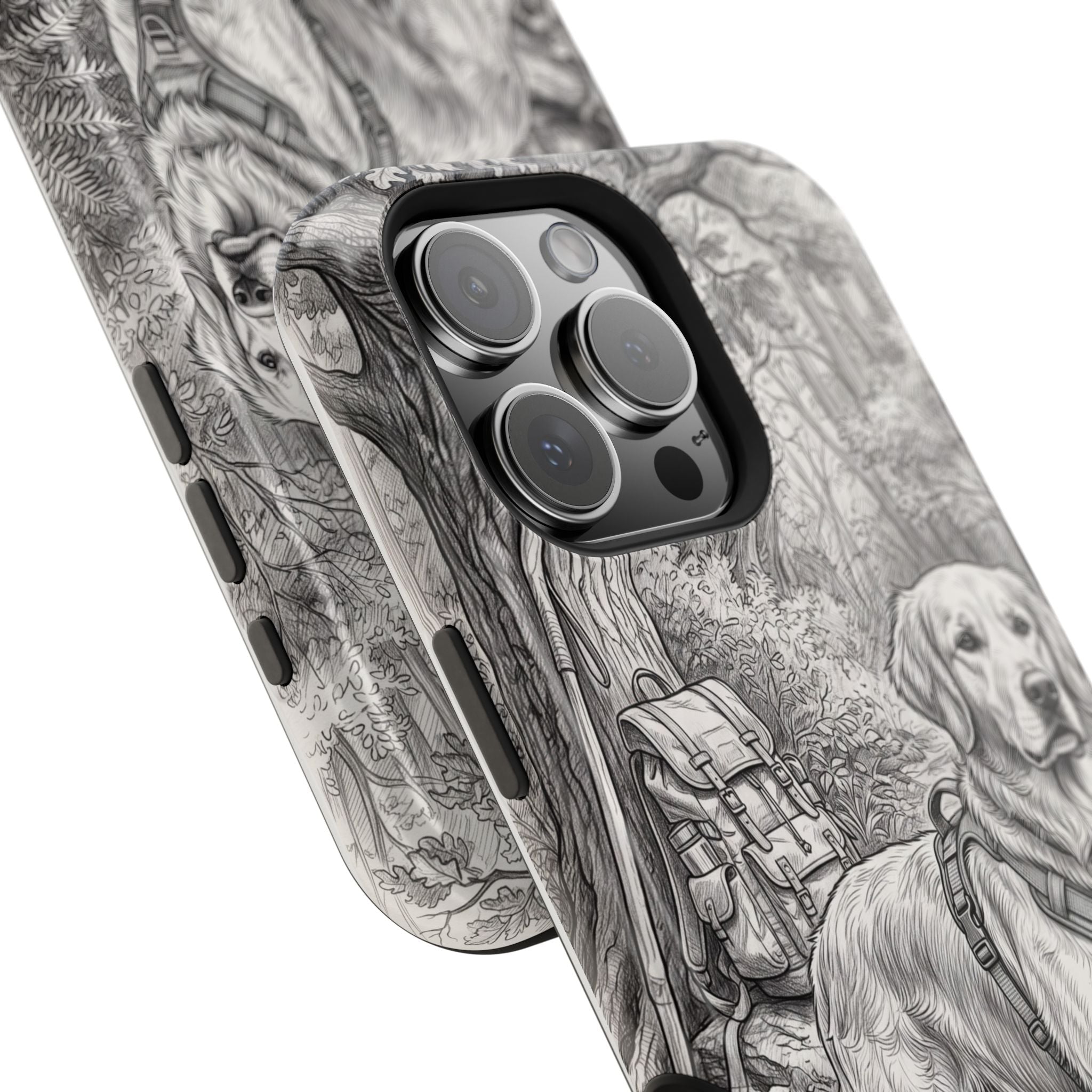 Personalized Golden Retriever Woodland Trail Phone Case — Wireless Charging Cover
