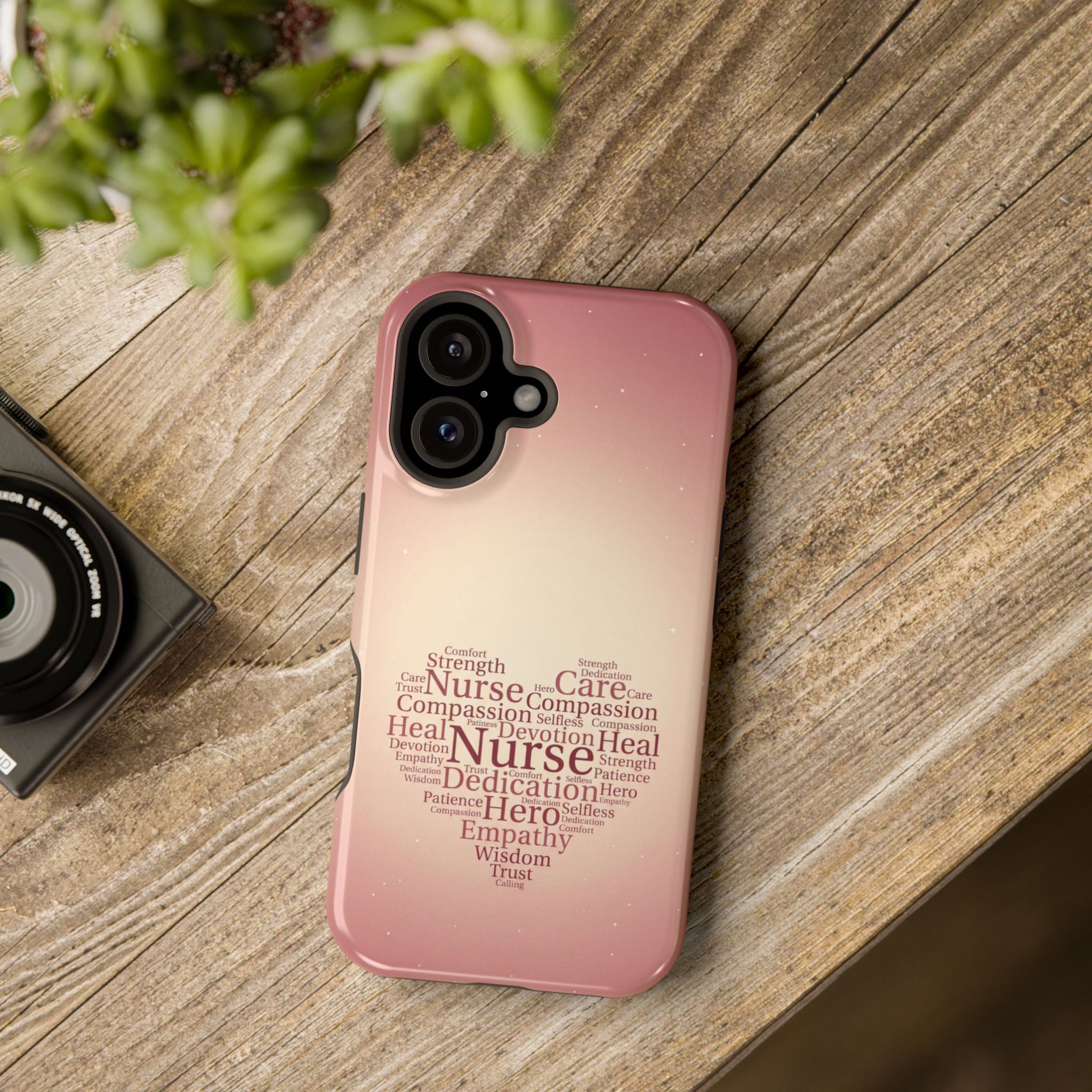 Nurse Heart Word Art Phone Case — Impact-Resistant Wireless Charging Cover