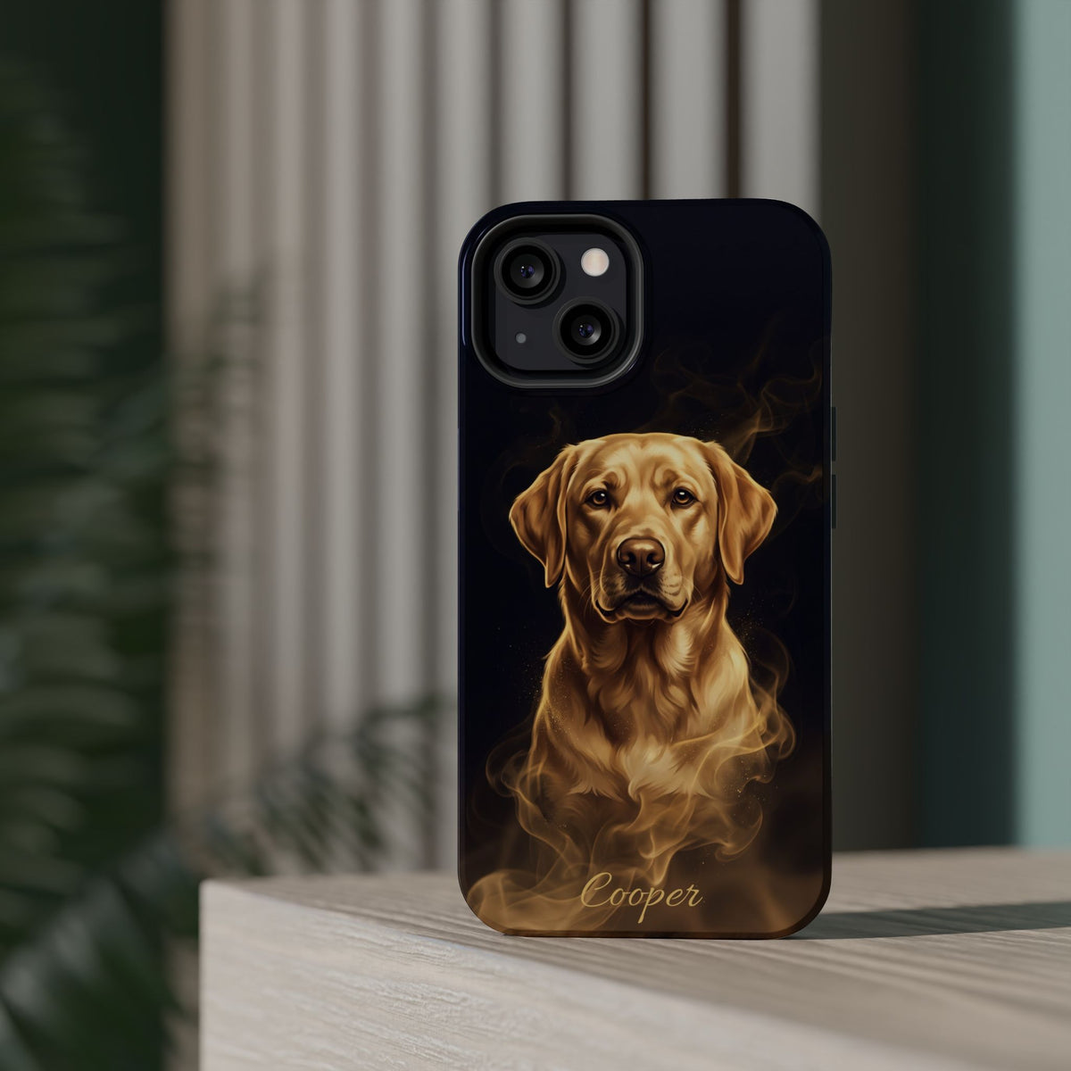 Personalized Gold Smoke Labrador Phone Case — Tough Magnetic Case with Wireless Charging