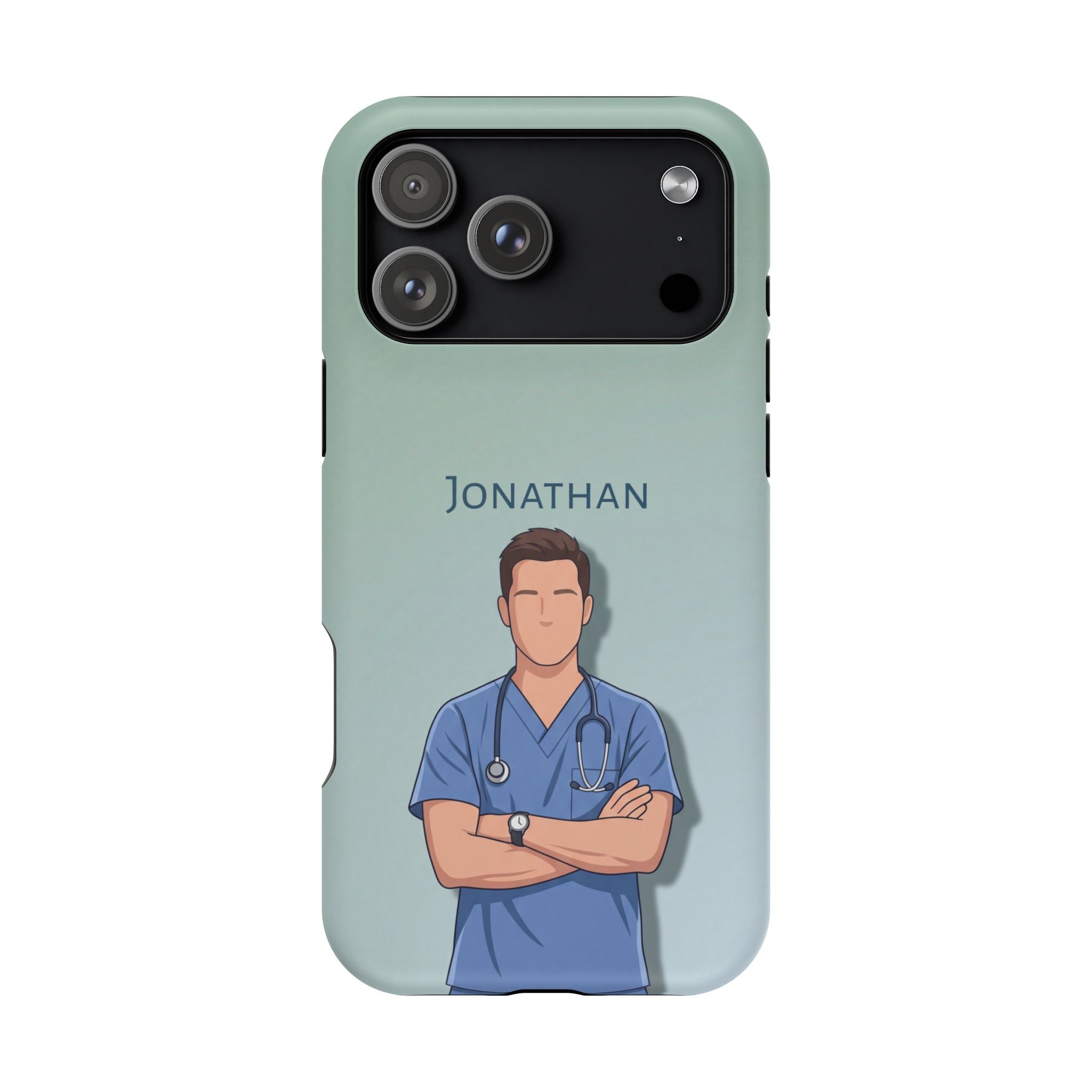 Personalized Nurse Portrait Phone Case — Impact-Resistant Wireless Charging Cover