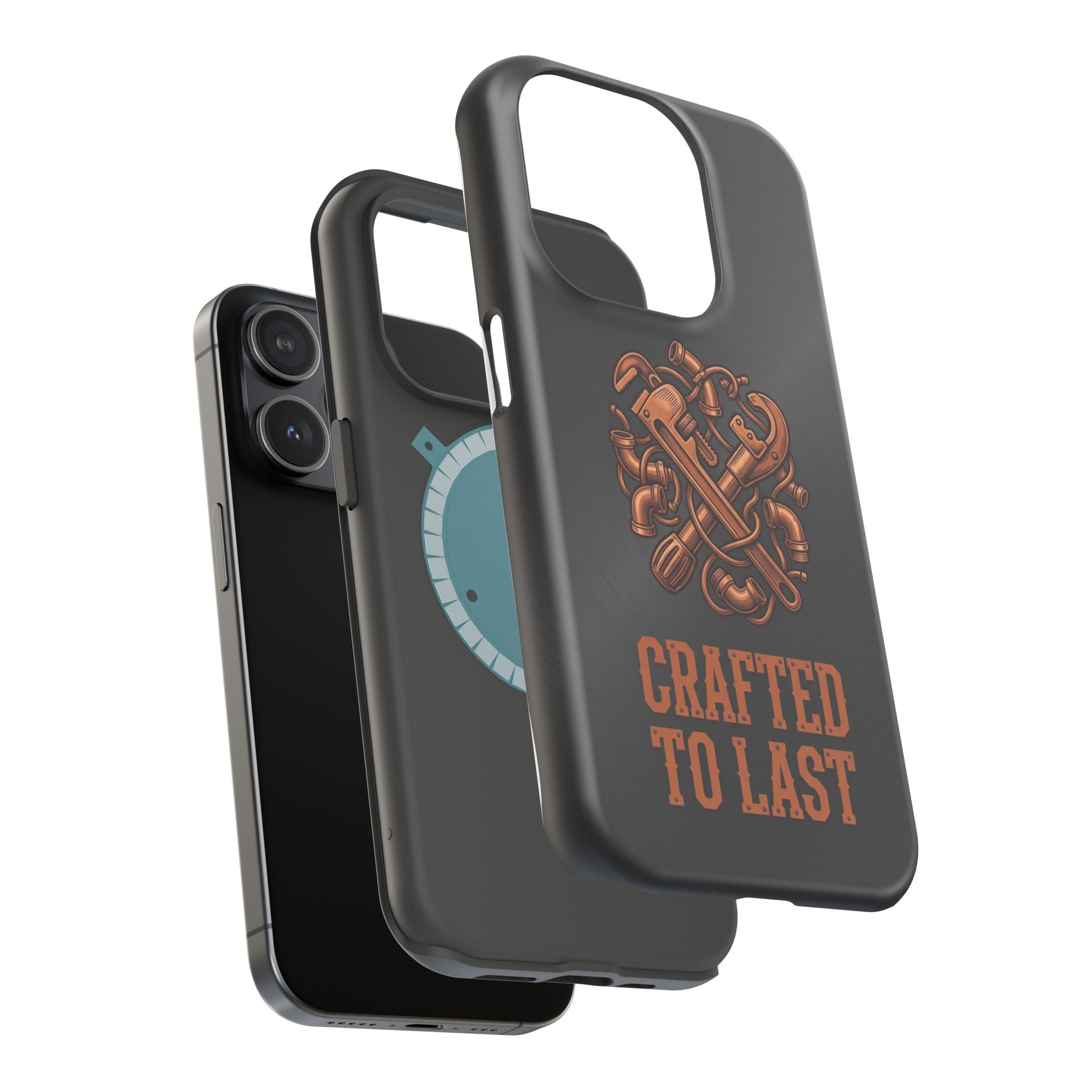 Crafted to Last Phone Case — Crossed Wrenches Wireless Charging Cover