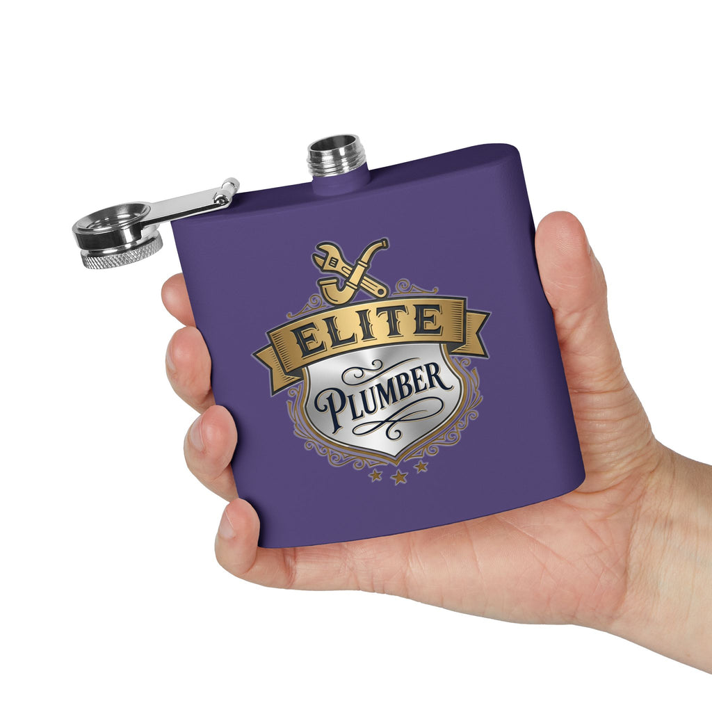 Flask — "Elite Plumber" 6oz Stainless Steel Hip Flask