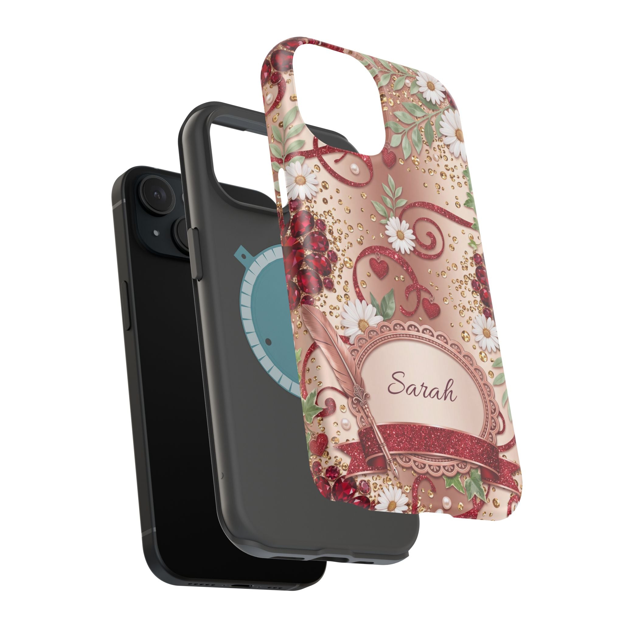 Personalized Vintage Floral Teacher Phone Case — Wireless Charging Cover