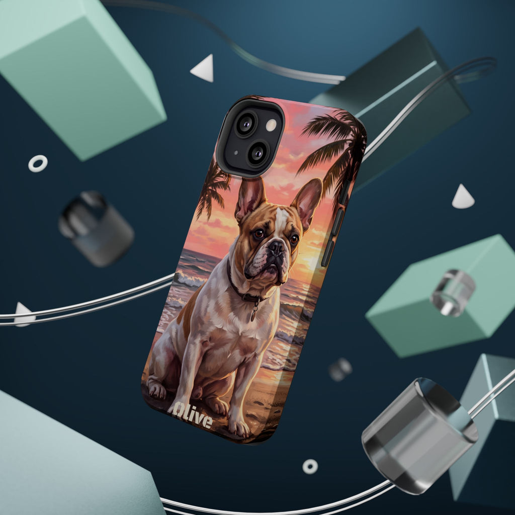 Personalized French Bulldog Beach Portrait Phone Case — Wireless Charging Cover