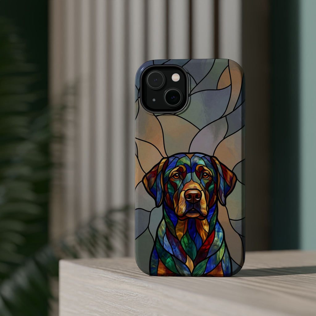 Stained Glass Labrador Phone Case — Tough Magnetic Case with Wireless Charging