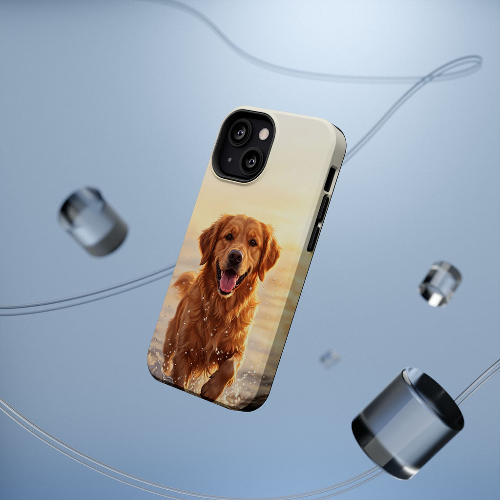 Beach Golden Retriever Phone Case — Impact-Resistant Wireless Charging Cover