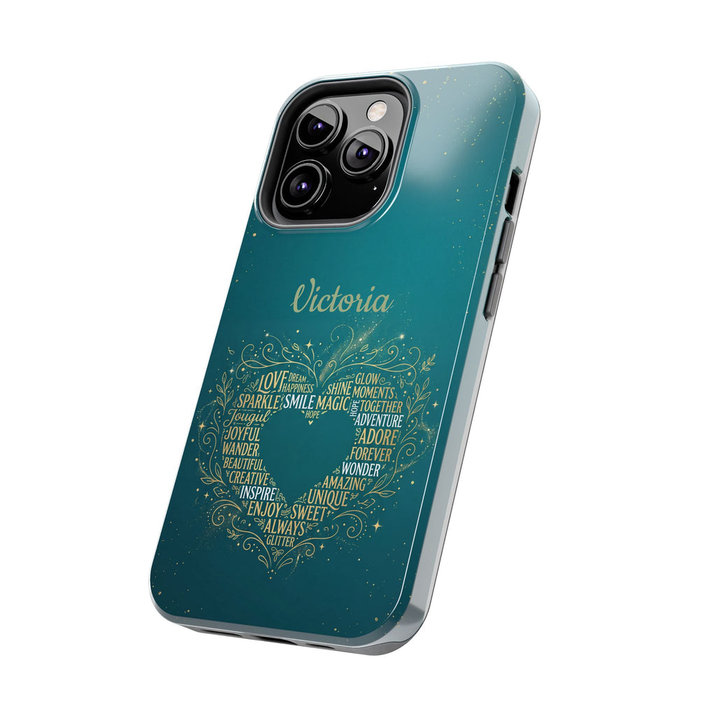 Personalized Teacher Phone Case — Custom Name Heart Word Art Design