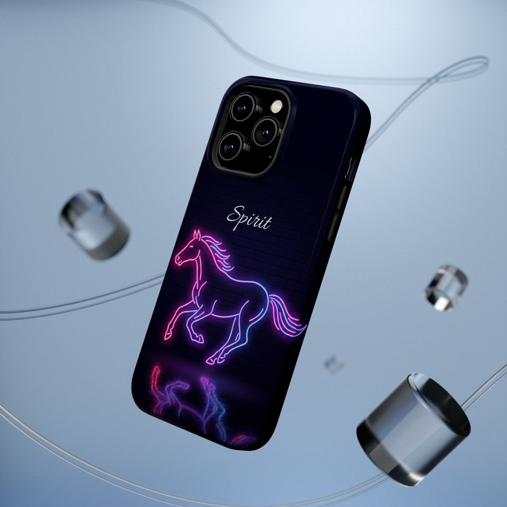 Personalized Neon Glow Horse Phone Case — Tough Magnetic Case with Wireless Charging