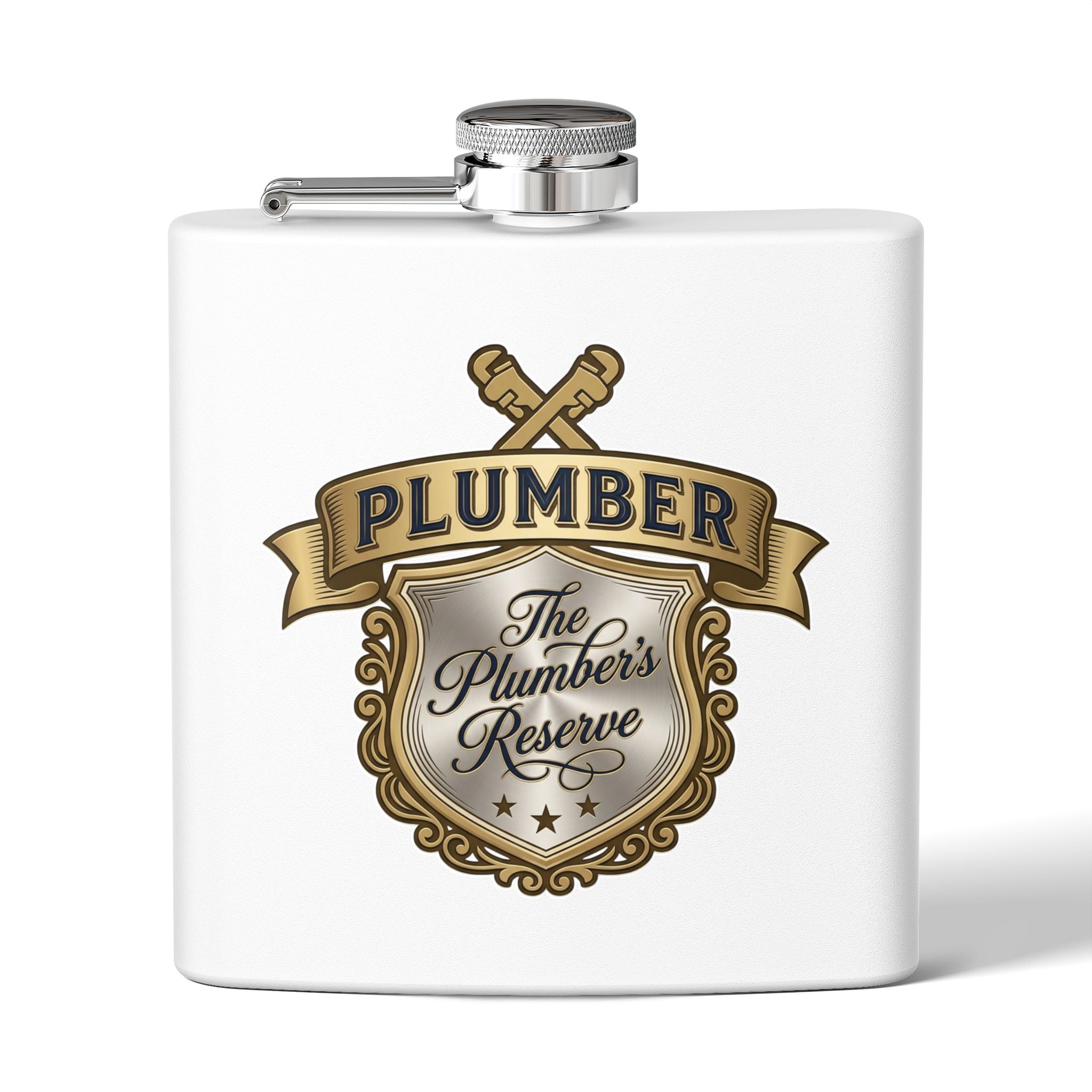 Flask — "The Plumber's Reserve" 6oz Stainless Steel Hip Flask