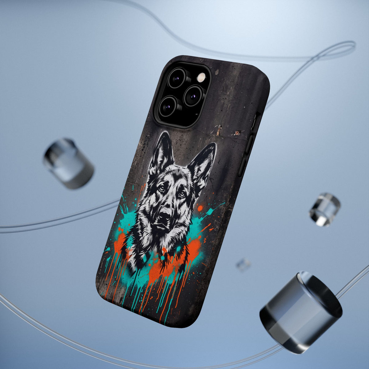 German Shepherd Phone Case | Graffiti Street Art — Tough Magnetic Case with Wireless Charging