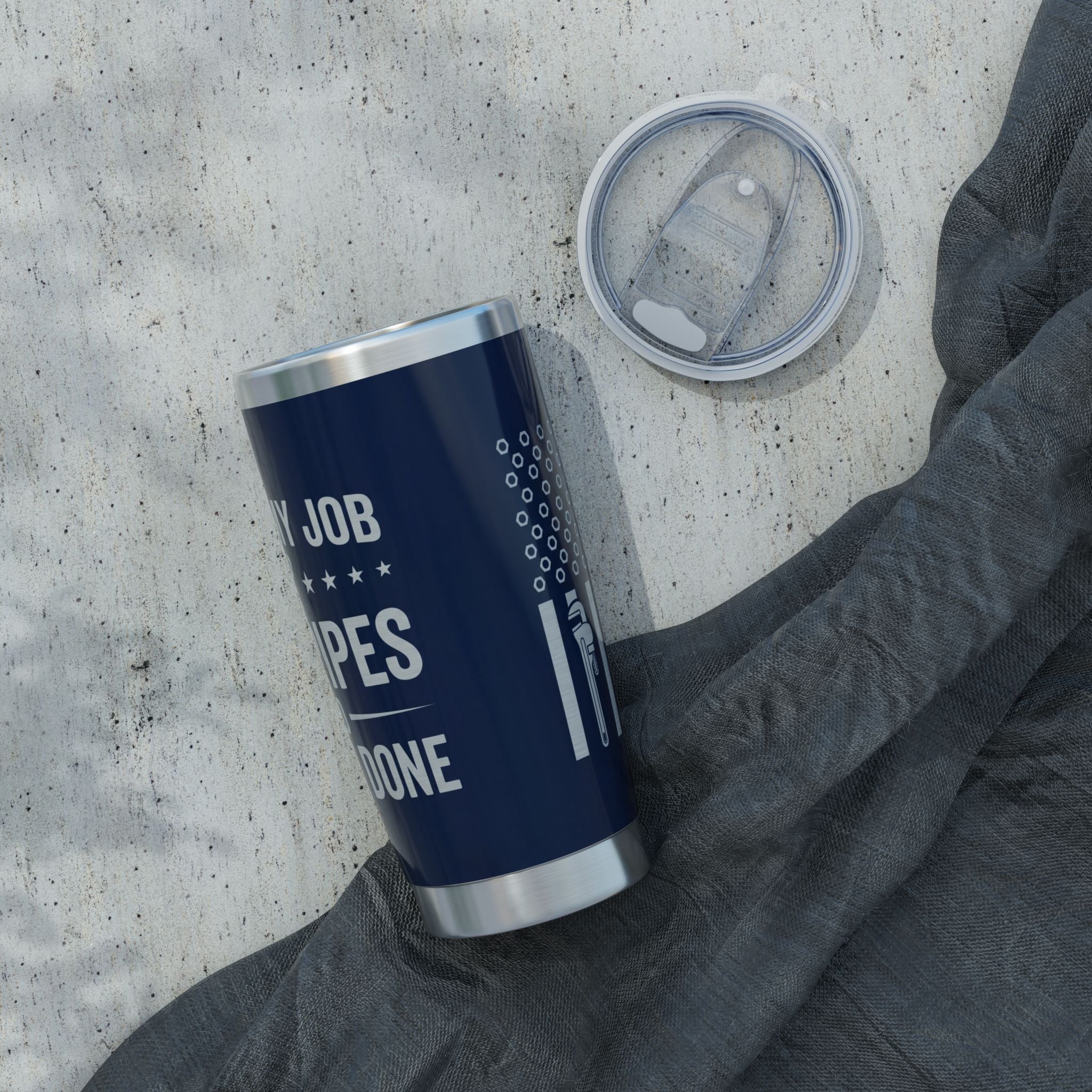 Funny Plumber Tumbler – "I Fix Pipes And Get It Done" Navy Design 20 oz