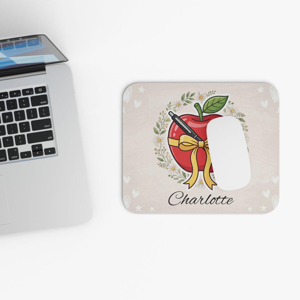 Personalized Teacher Mouse Pad with Name | Apple Wreath Design