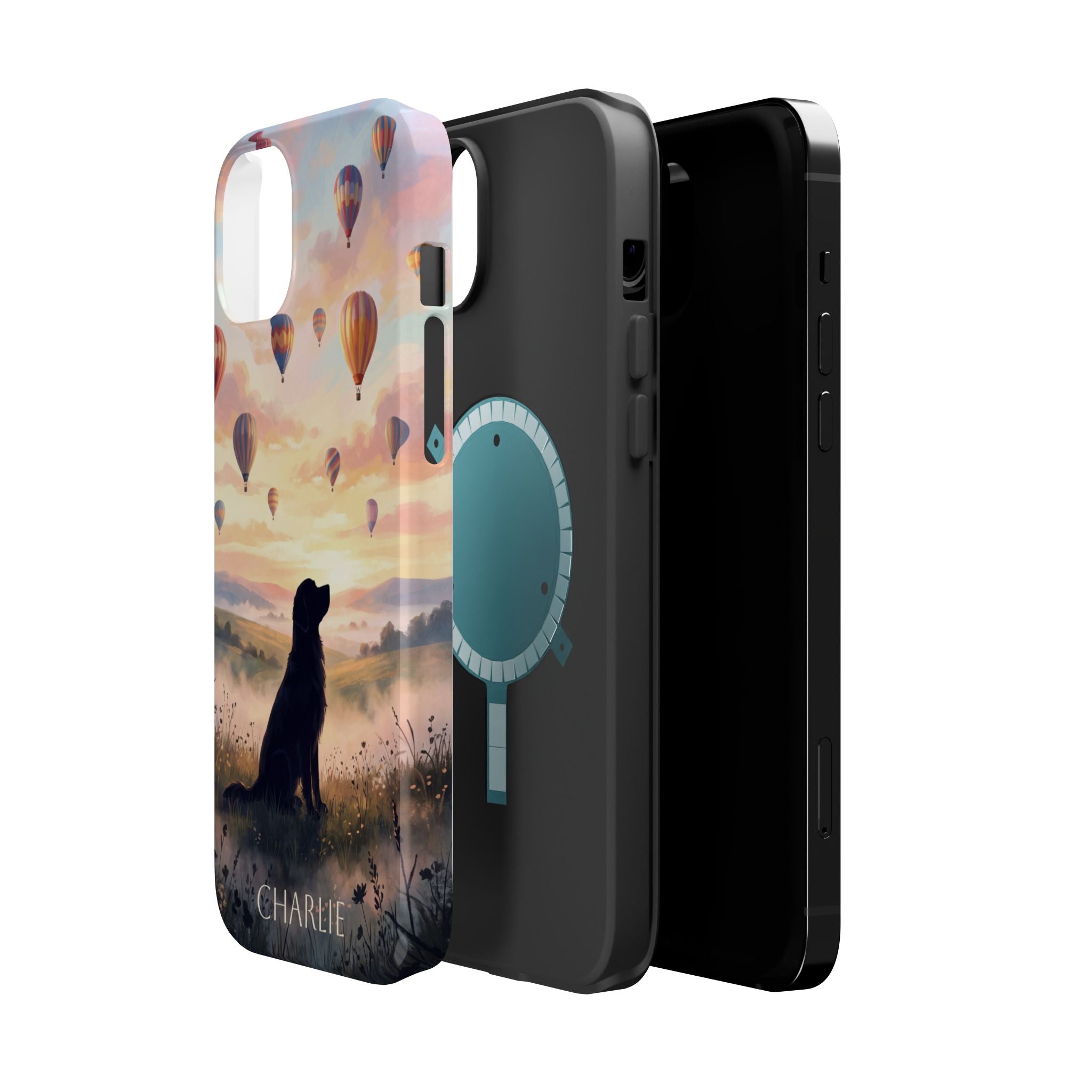 Personalized Golden Retriever Hot Air Balloon Phone Case — Wireless Charging Cover