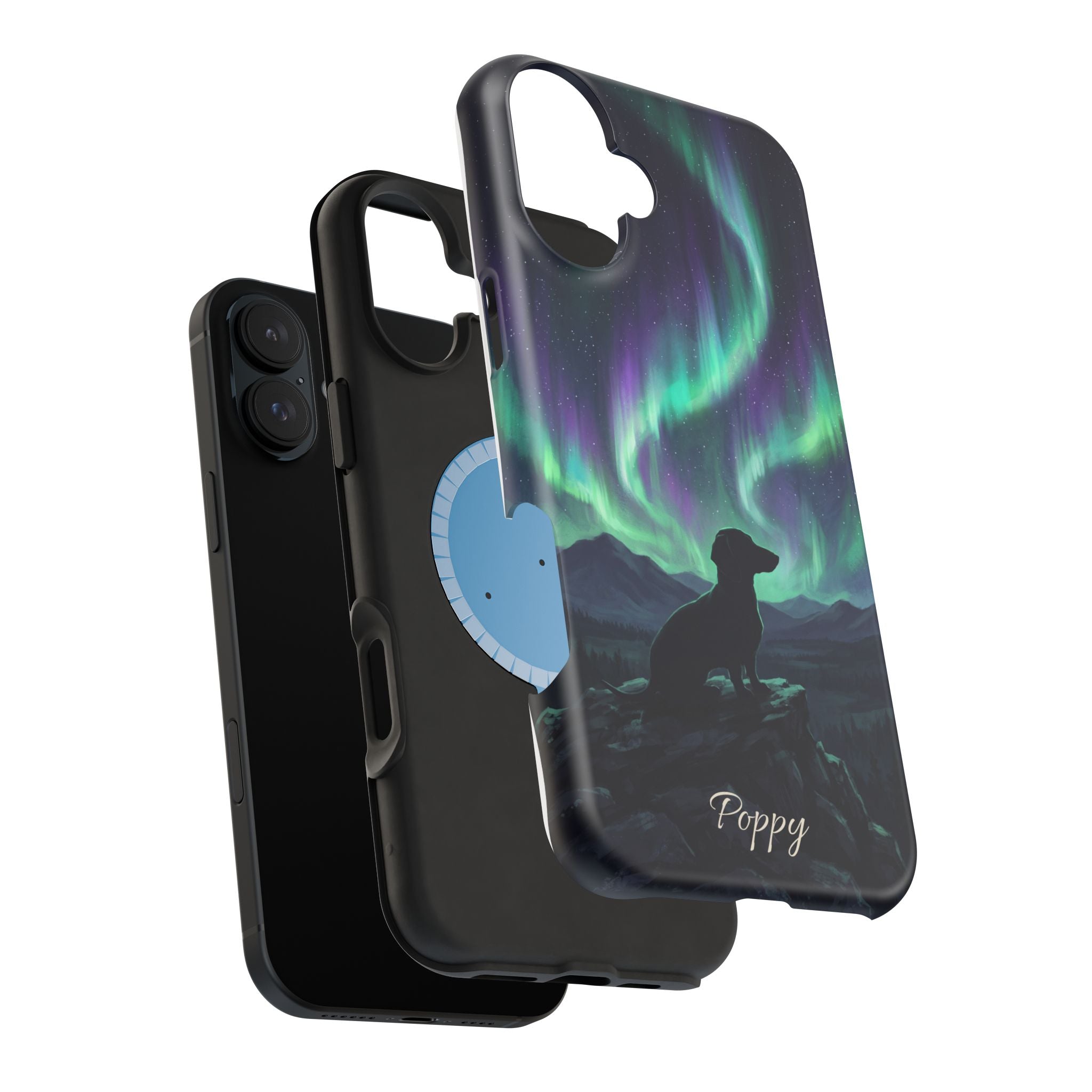 Personalized Dachshund Northern Lights Phone Case — Wireless Charging Cover