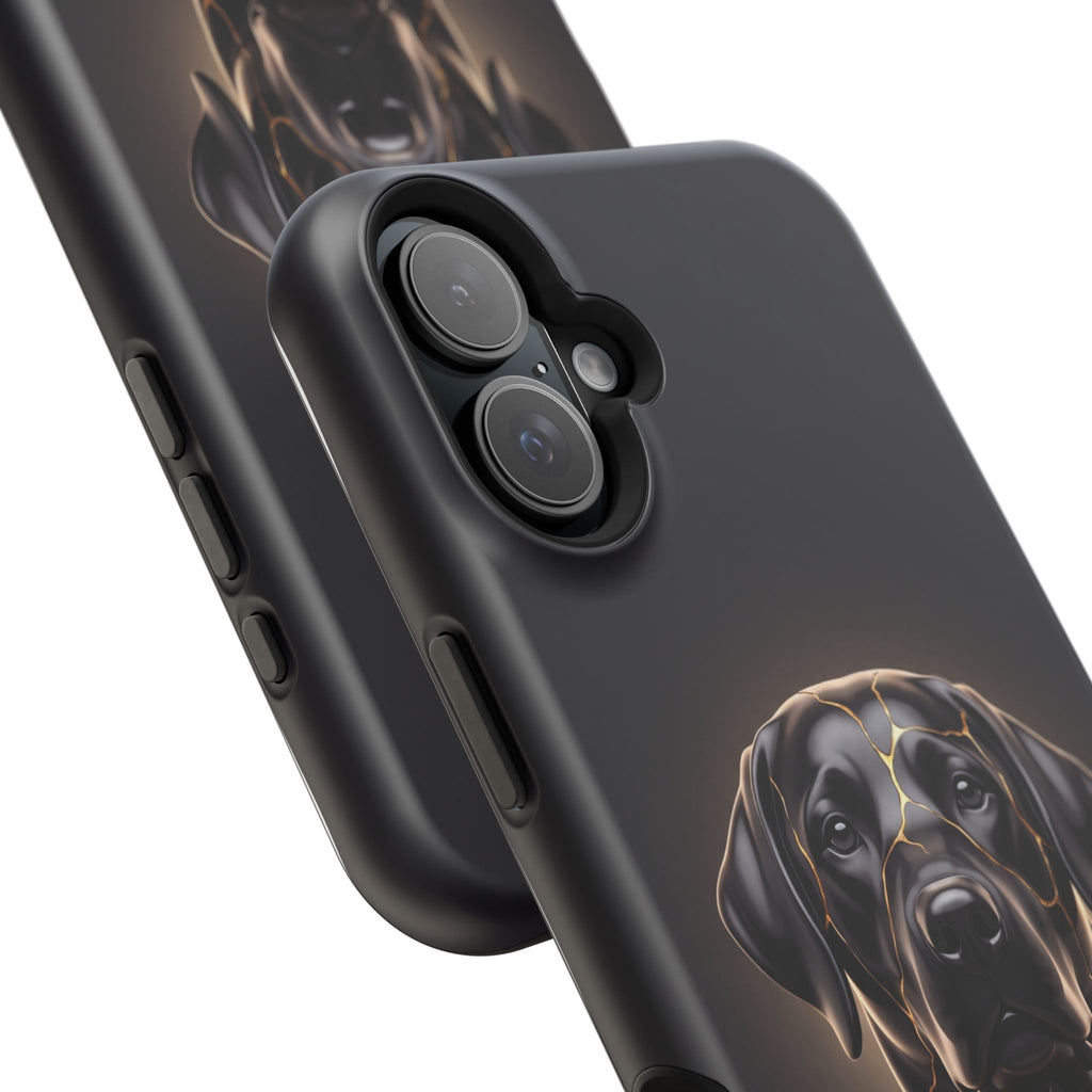 Personalized Obsidian Kintsugi Labrador Phone Case — Tough Magnetic Case with Wireless Charging