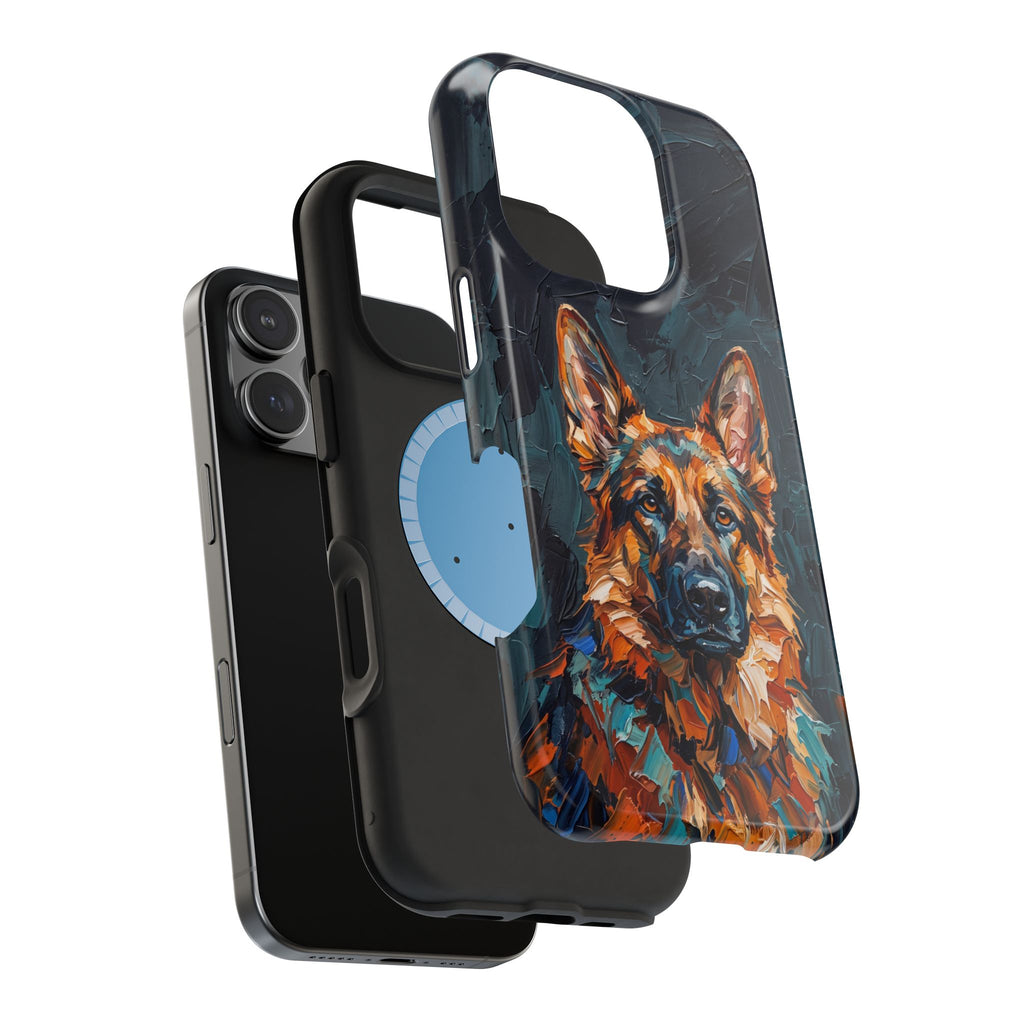 German Shepherd Phone Case | Palette Knife Painting Art — Tough Magnetic Case with Wireless Charging