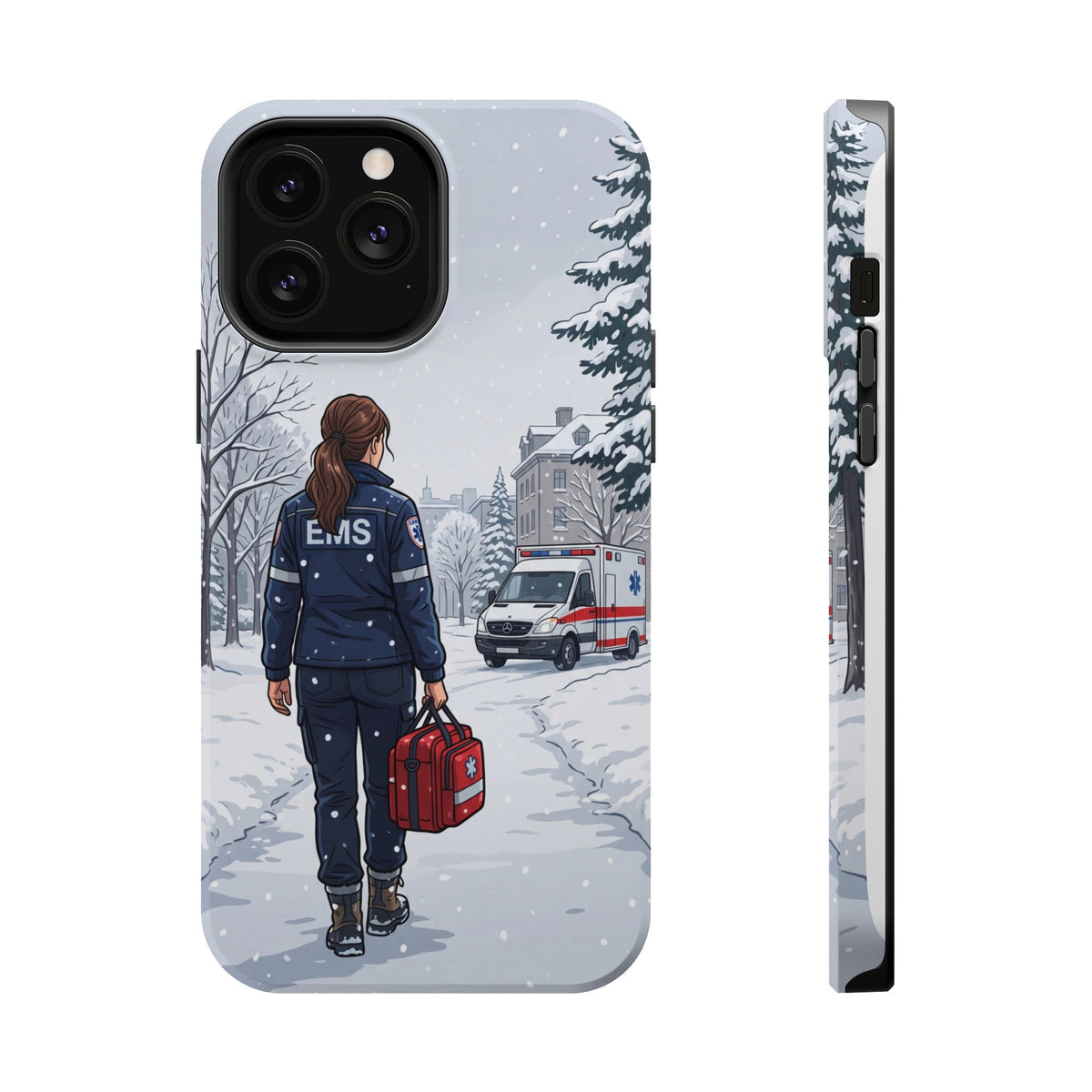 Paramedic/EMT Winter Phone Case — Magnetic Wireless Charging Cover