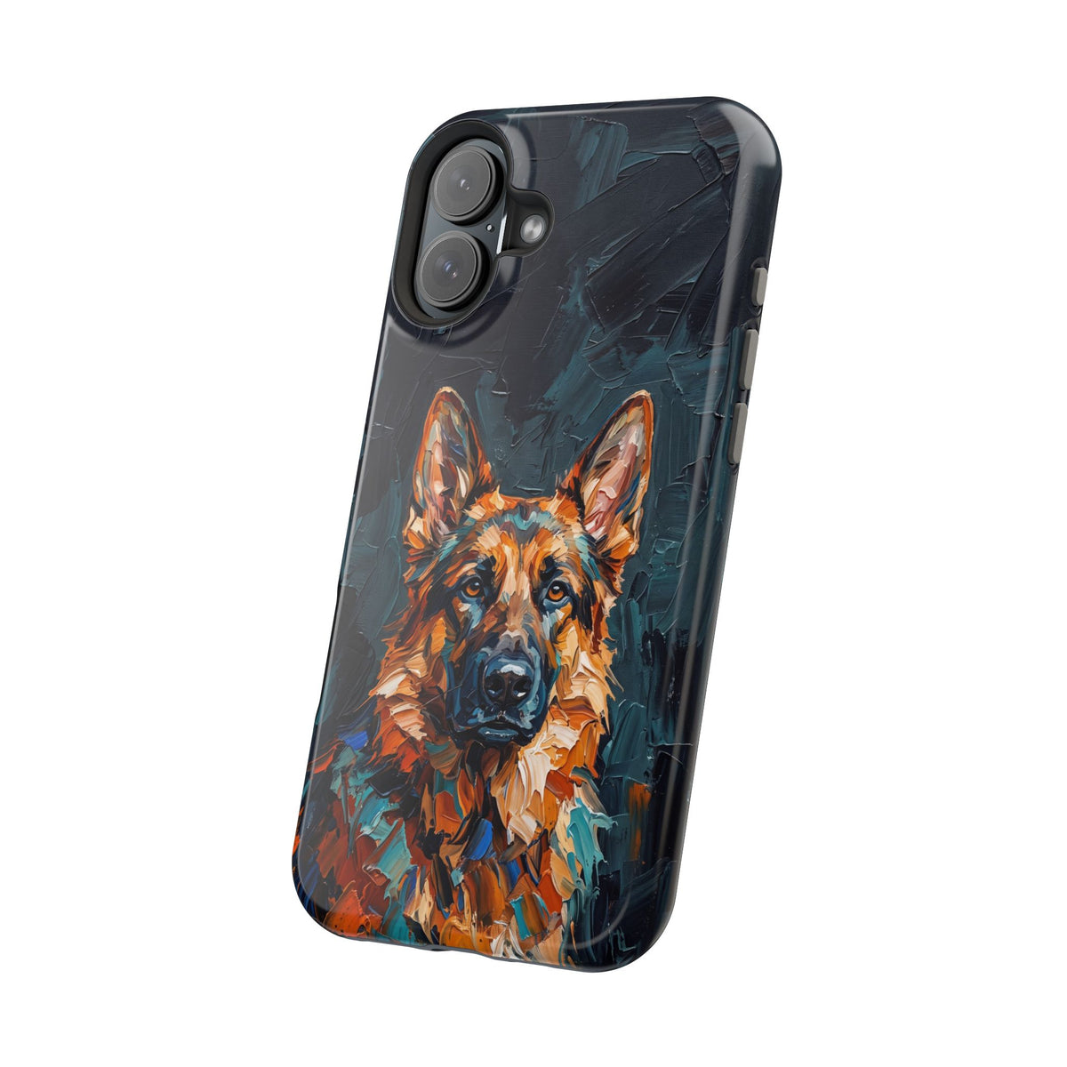 German Shepherd Phone Case | Palette Knife Painting Art — Tough Magnetic Case with Wireless Charging