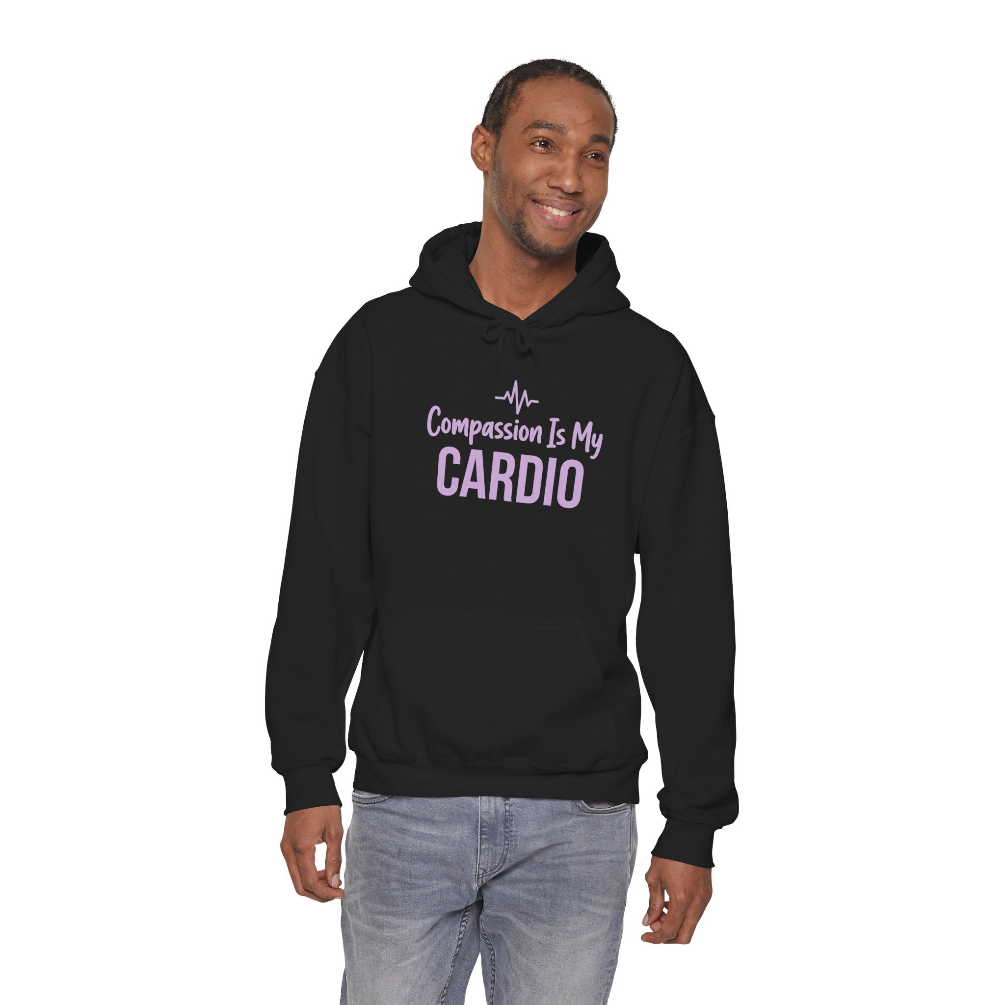 Compassion Is My Cardio Hoodie — Nurse/Healthcare Worker Graphic Pullover