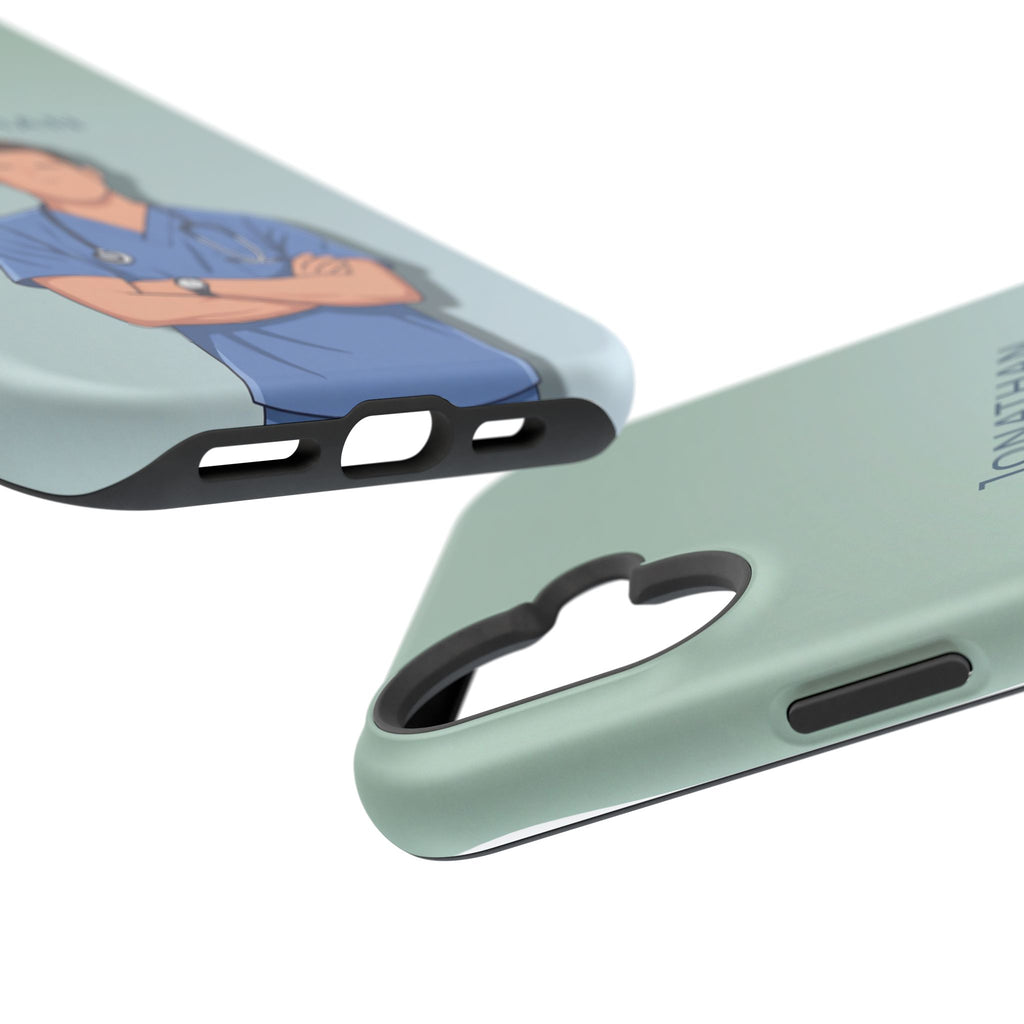 Personalized Nurse Portrait Phone Case — Impact-Resistant Wireless Charging Cover