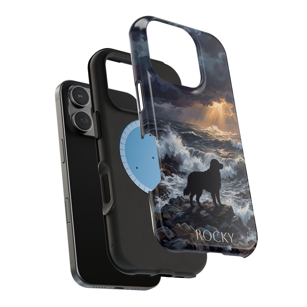 Personalized Golden Retriever Stormy Sea Phone Case — Wireless Charging Cover
