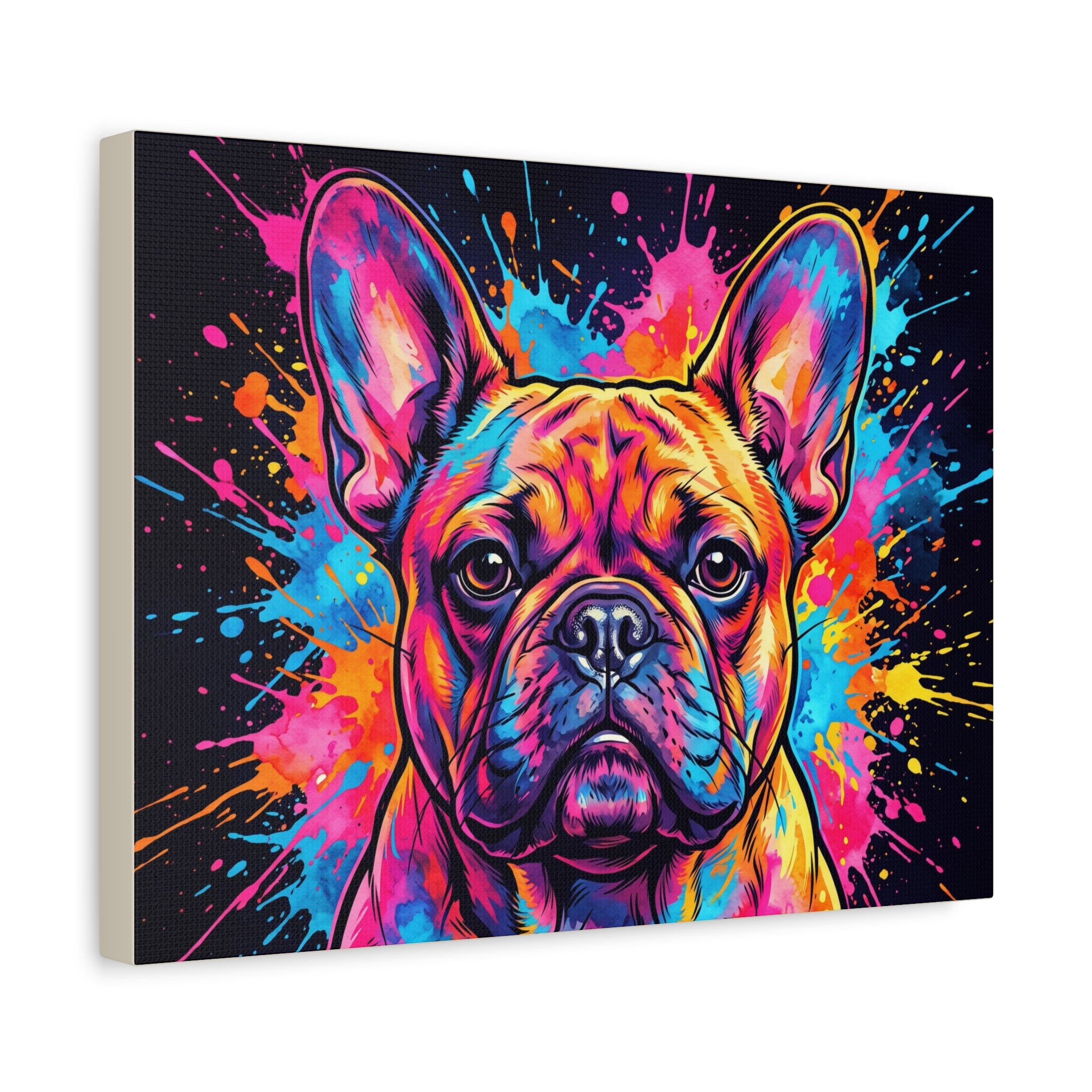 French Bulldog Canvas Print | Vibrant Pop Art Frenchie Wall Art | Colorful Dog Lover Home Decor