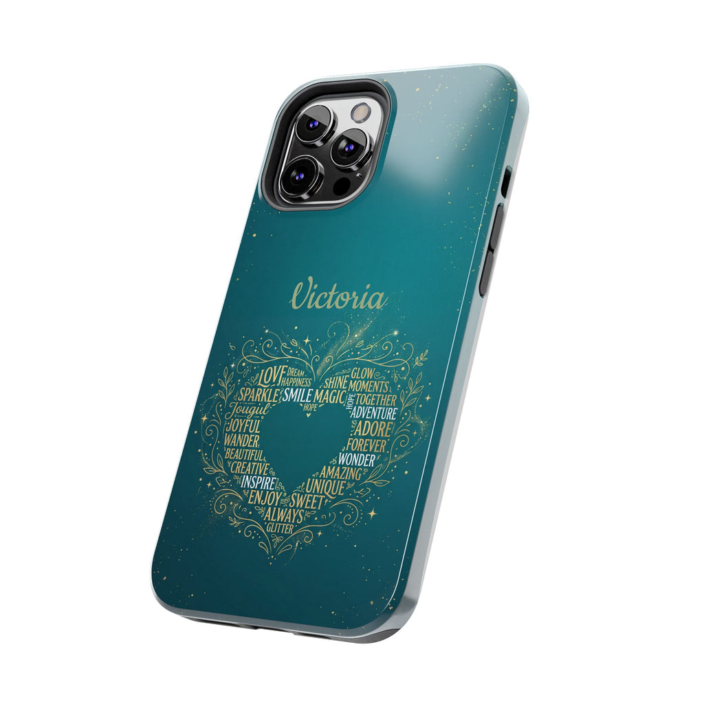 Personalized Teacher Phone Case — Custom Name Heart Word Art Design