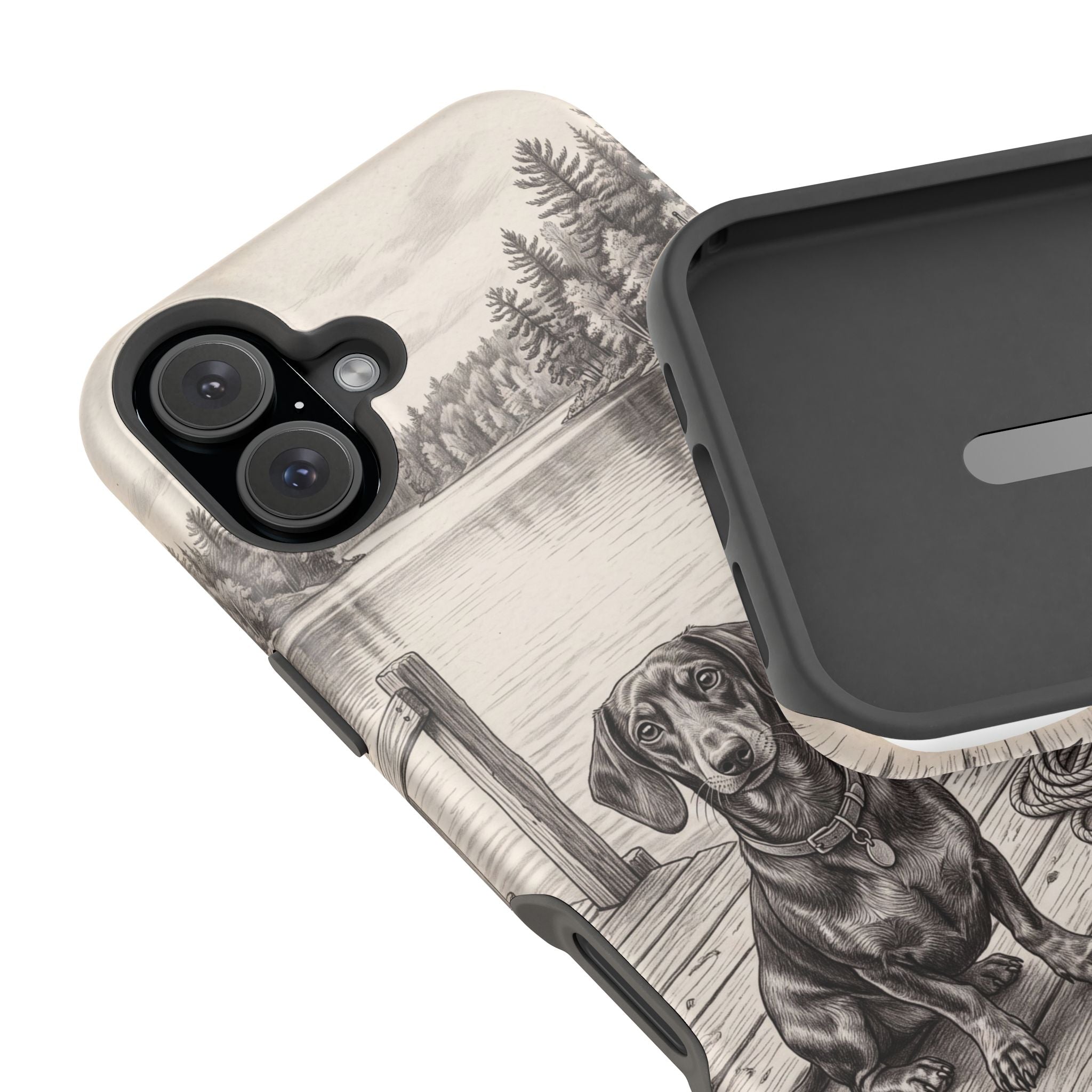 Personalized Dachshund Sunset Beach Phone Case — Wireless Charging Cover