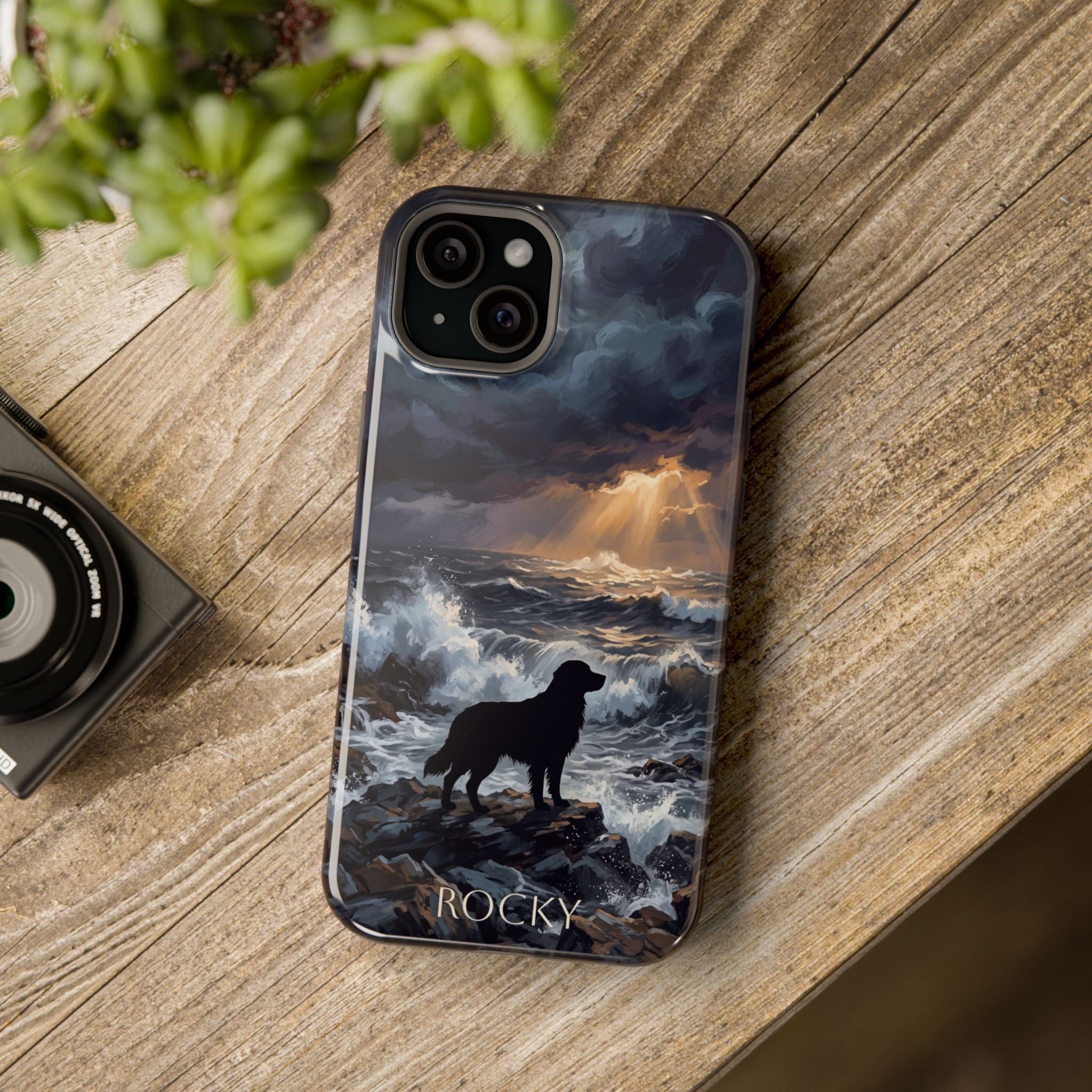 Personalized Golden Retriever Stormy Sea Phone Case — Wireless Charging Cover