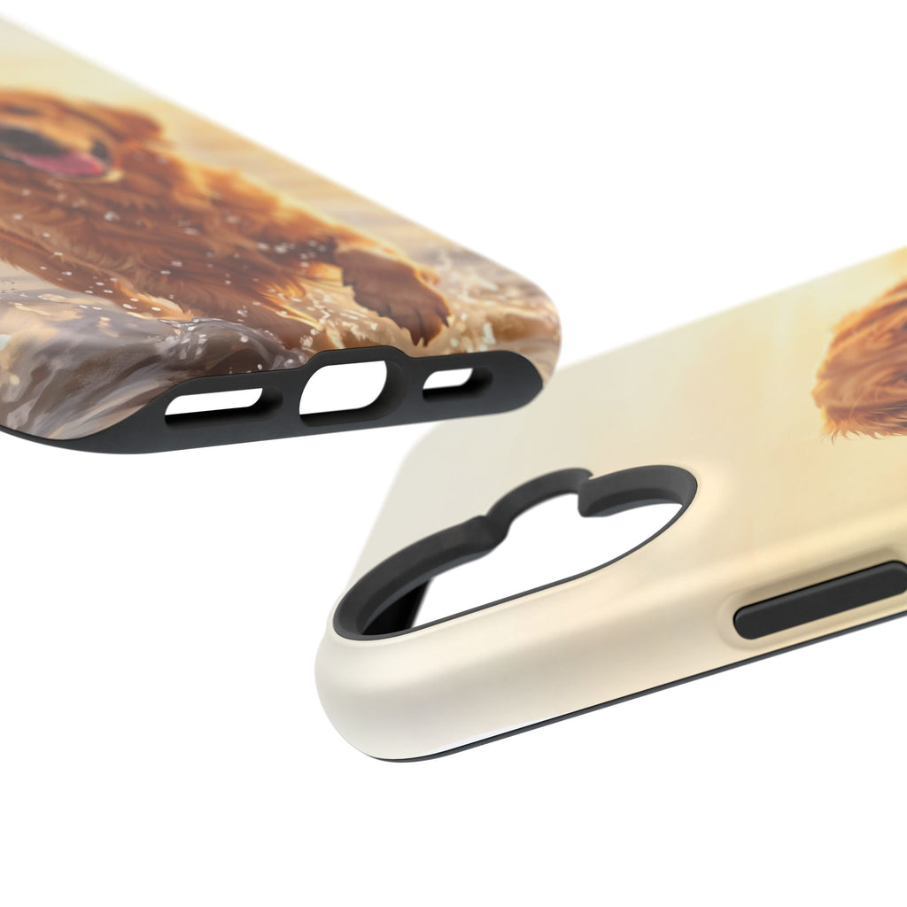 Beach Golden Retriever Phone Case — Impact-Resistant Wireless Charging Cover
