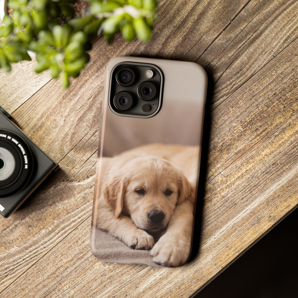 Sleepy Golden Retriever Puppy Phone Case | Cozy Cuddly Puppy Portrait | Samsung & iPhone